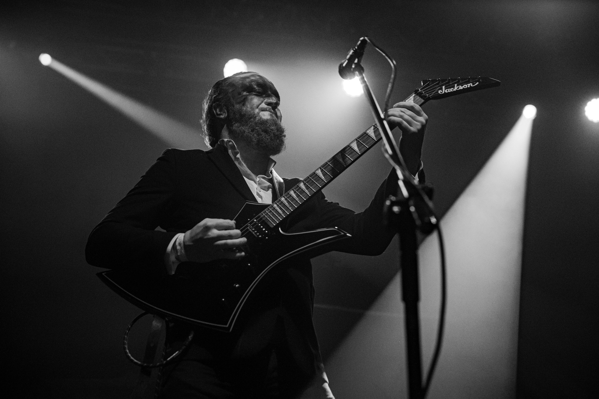 18.12.2021 Masturbator - Antysylwester Antyradia, 18 lat klubu Progresja,n/z Vithor/ growl-git, n/z Raefoth/bas, n/z Czaha/beki, n/z Mayhem/git,metal, blackmetal, thrashmetal, satanic old skull metal, fot. Andrzej Wasilkiewicz/Reporter