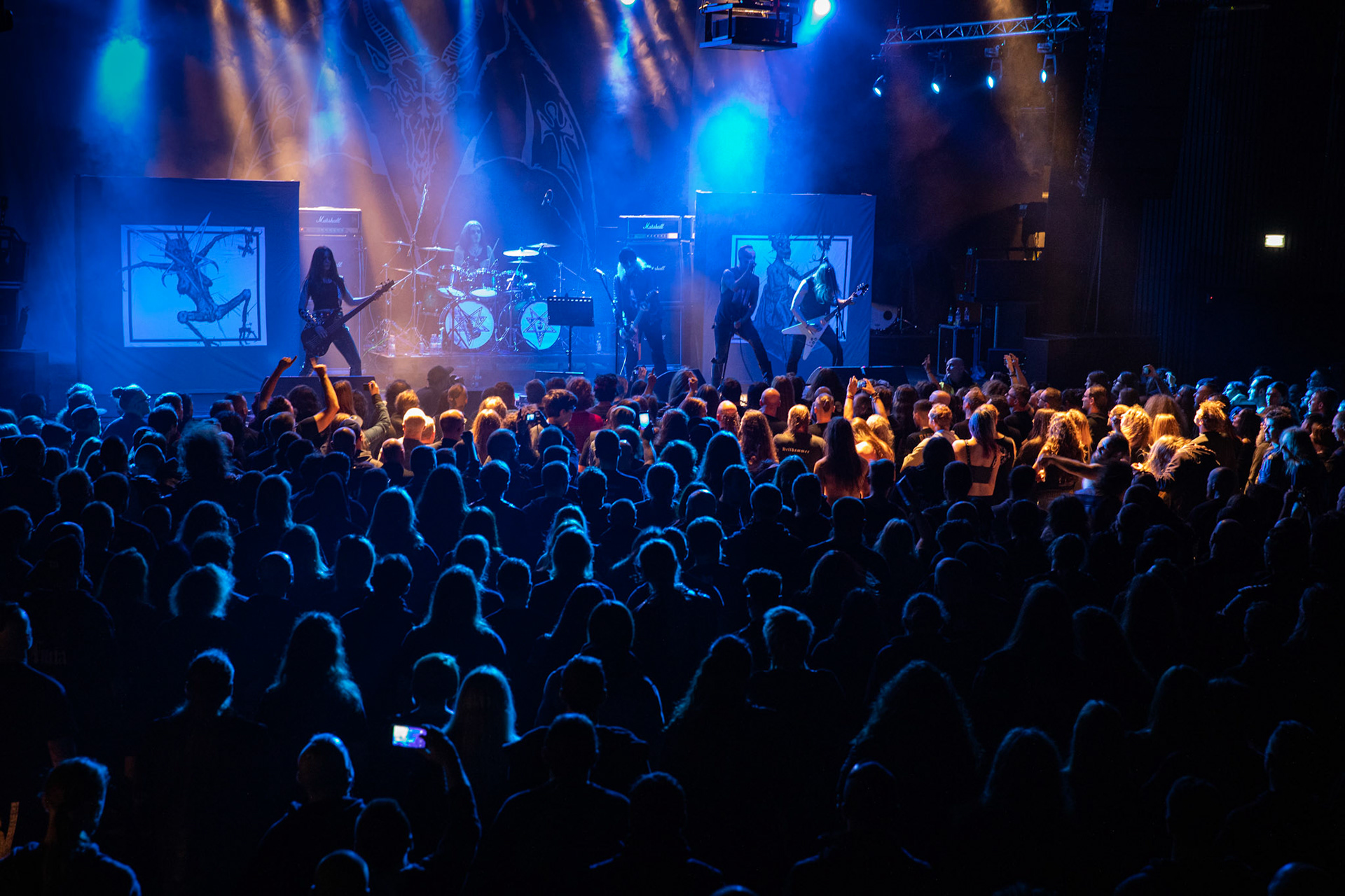 15.12.2019 koncert szwajcarów z Hellhammer: Triumph of Death, Merry Christless 2019, Warszawa Klub Progresja,
zespół Thomasa Gabriela Fishera, black metal, death metal, 
n/z Thomas Gabriel Fisher wokal gitara,
n/z Mia Wallace gitara basowa,
n/z Michael Zech gitara, wokal,
n/z Alessandro Commerio perkusja,
n/z Adam Nergal Darski wokal,
New Aeon Musick, Knock Out Productions
fot. Andrzej Wasilkiewicz/REPORTER