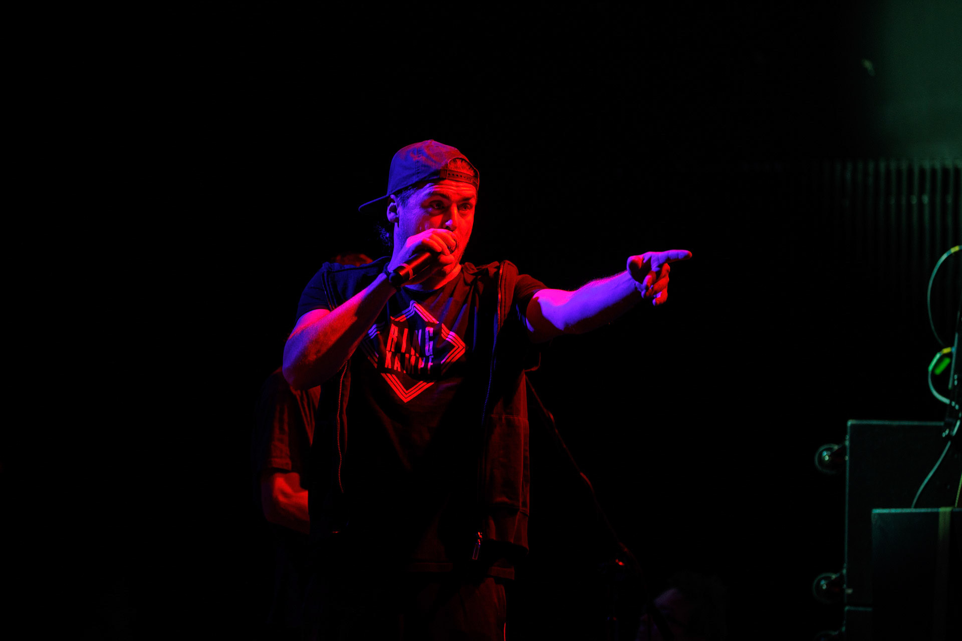 30.11.2021 koncert Dog Eat Dog - USA - hardcore, punkrock, rap, metal, hip hop, reggae, soul, funk,n/z Dave Neabore (bass), n/z John Connor (vocals), n/z Brandon Finley (drums), n/z Roger Hammerli (guitar),n/z Bozez (sax &amp; beer),koncert Warszawa, Progresja 25 lat albumu Play Games -  Dog Eat Dog.fot. Andrzej Wasilkiewicz/Reporter