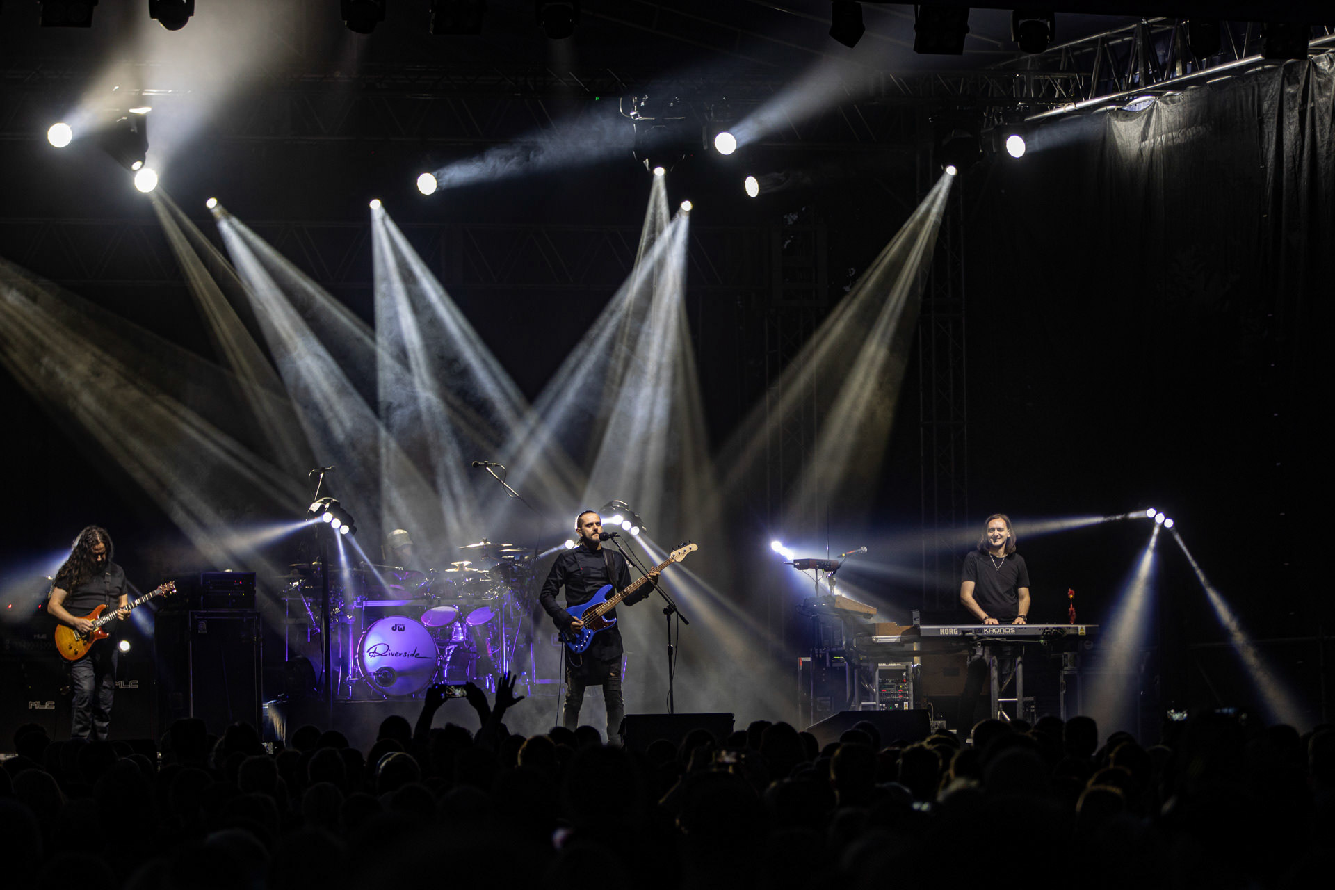 21.08.2021 koncert Riverside 20 lecie w Warszawie,Letnia scena Progresji, Gramy do Woli.n/z Mariusz Duda – bass, wokal,n/z Piotr Kozieradzki – perkusja,n/z Michal Lapaj – instrumenty klawiszowe, wokal,n/z Maciej Meller - gitara,Fot. Andrzej Wasilkiewicz/Reporter