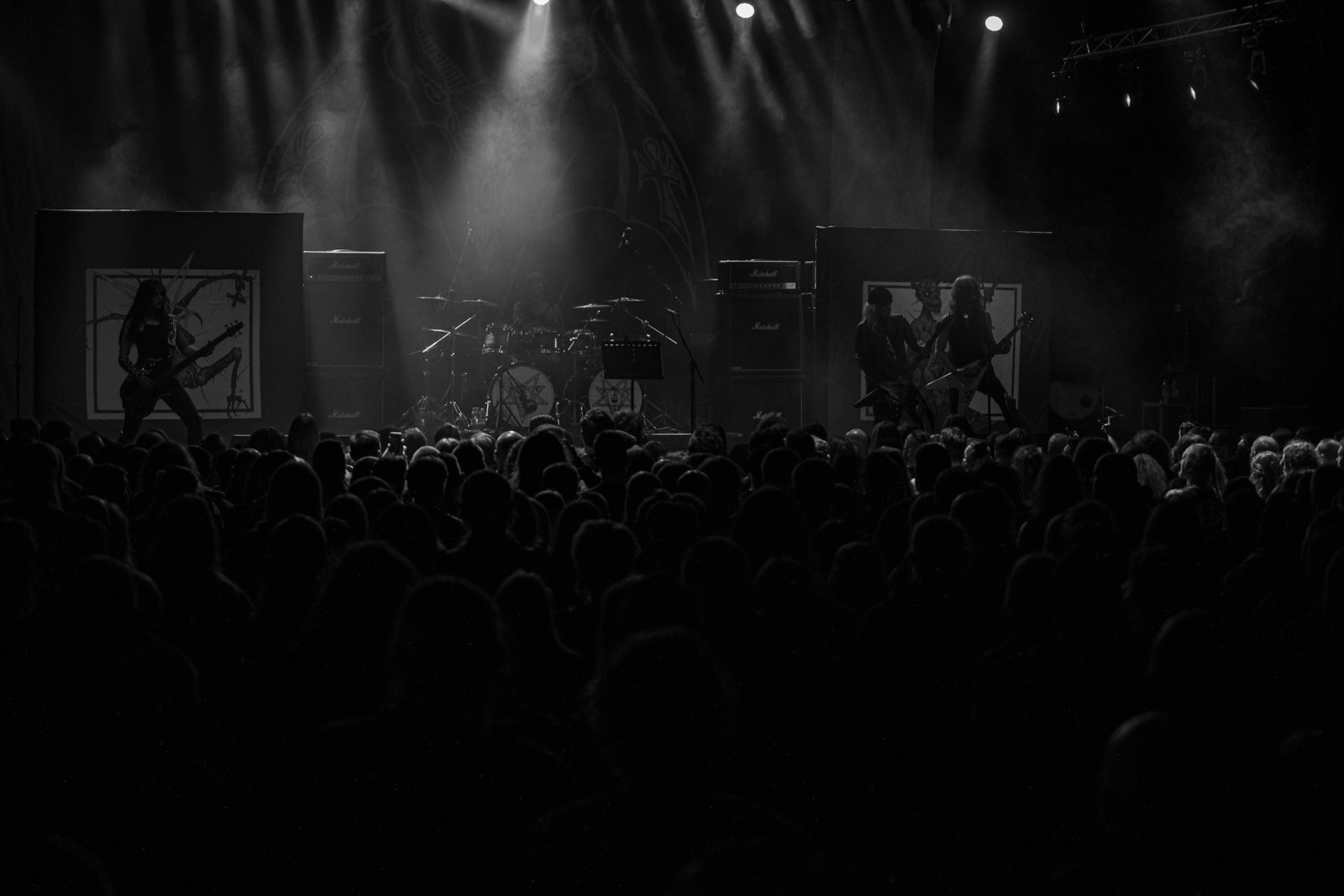 15.12.2019 koncert szwajcarów z Hellhammer: Triumph of Death, Merry Christless 2019, Warszawa Klub Progresja,
zespół Thomasa Gabriela Fishera, black metal, death metal, 
n/z Thomas Gabriel Fisher wokal gitara,
n/z Mia Wallace gitara basowa,
n/z Michael Zech gitara, wokal,
n/z Alessandro Commerio perkusja,
n/z Adam Nergal Darski wokal,
New Aeon Musick, Knock Out Productions
fot. Andrzej Wasilkiewicz/REPORTER