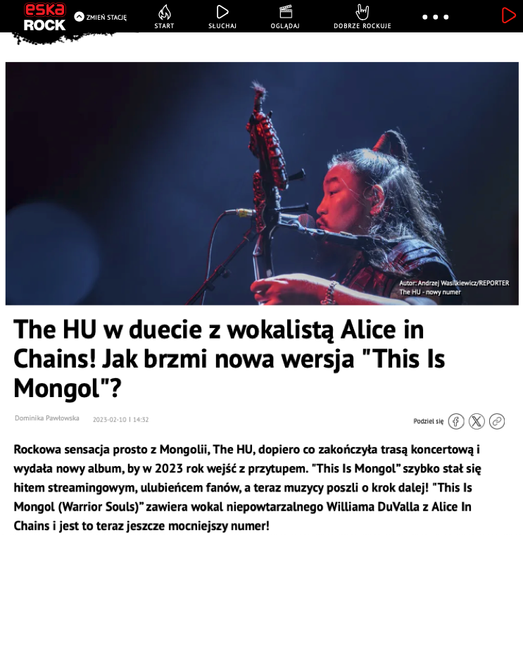 "This Is Mongol (Warrior Souls)” zawiera wokal niepowtarzalnego Williama DuValla z Alice In Chains i jest to teraz jeszcze mocniejszy numer!