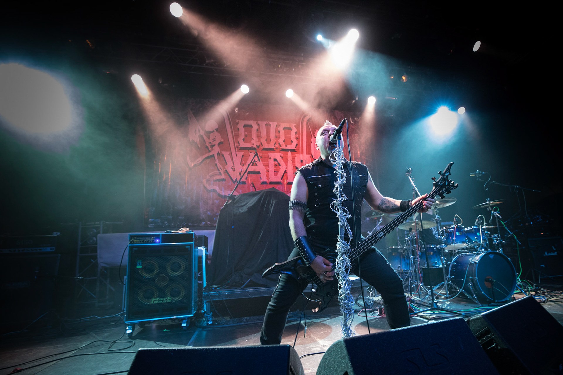 Legendy Metalu QUO VADIS - Thrash Metal - koncert Legendy Metalu w warszawskiej Progresji,Tomasz "Skaya" Skuza - bass/vocalIan "Źdźbło" Bemolator- guitarMateusz "Matek" Lazar - guitarSzymon "Sajmon" Synówka - drumsfot. Andrzej kaziq Wasilkiewicz