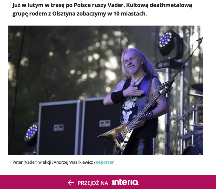 Vader zaprasza na polską trasę "Przebudzenie Tyranów 2022"