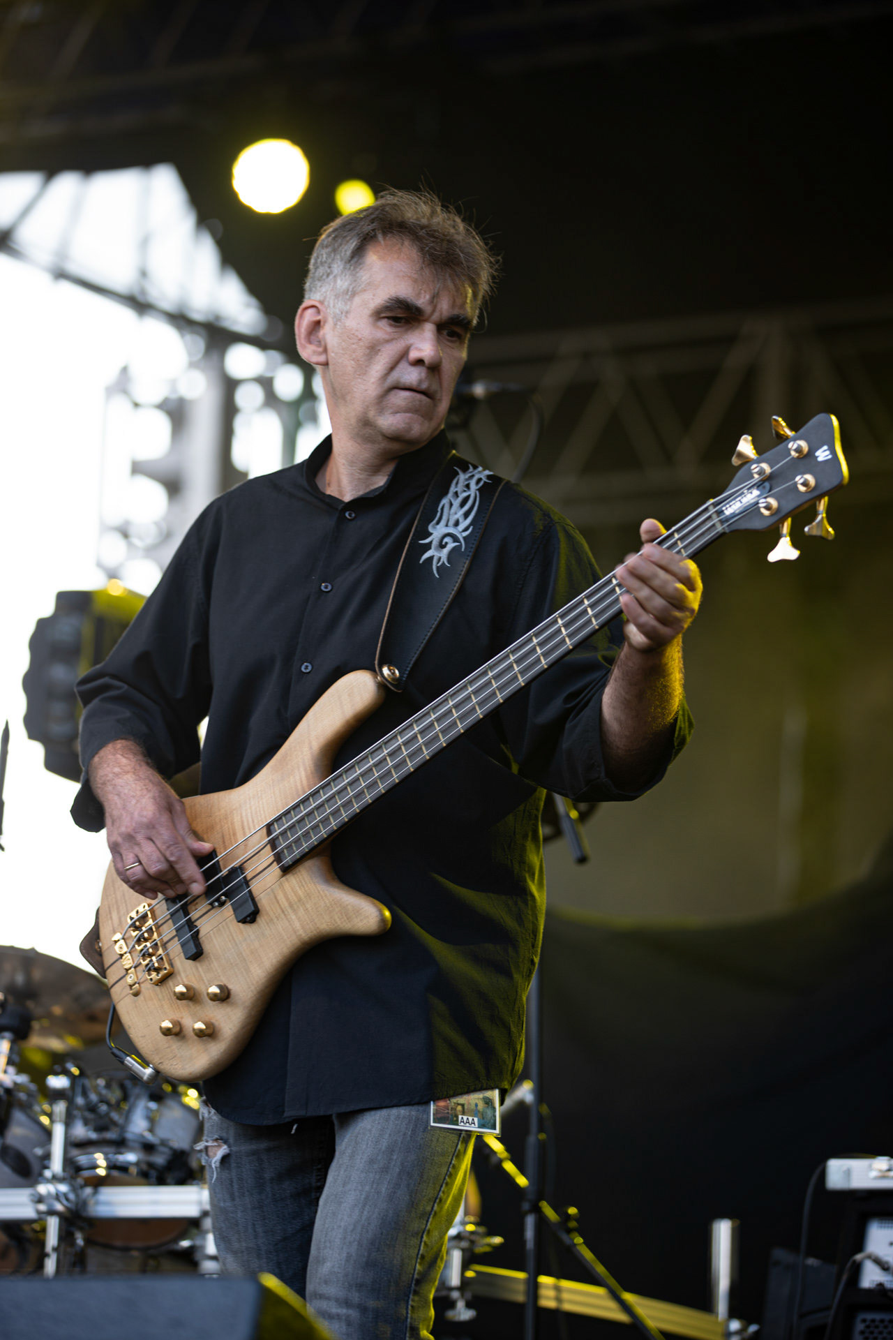 21.08.2021 koncert Collage w Warszawie,Letnia scena Progresji, Gramy do Woli.n/z Piotr „Mintay” Witkowski – bass,Fot. Andrzej Wasilkiewicz/Reporter