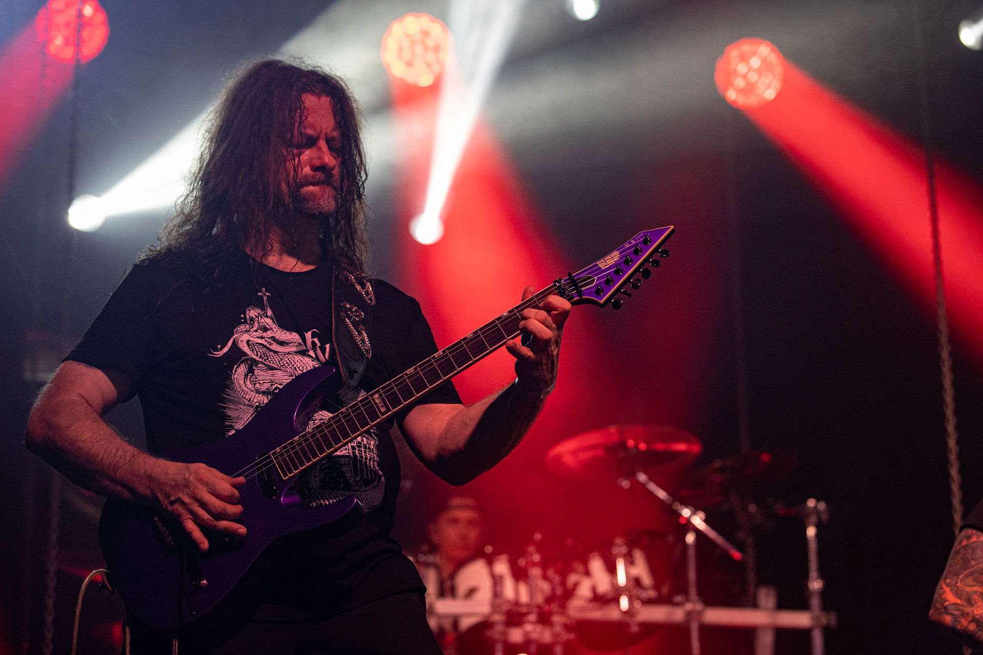 12.09.2021 - KAT i Roman Kostrzewski - koncert "Do zobaczenia w piekle" Wroclaw, Centrum Koncertowe A2.  Krzysztof Pistelok – gitara,fot. Andrzej kaziq Wasilkiewicz