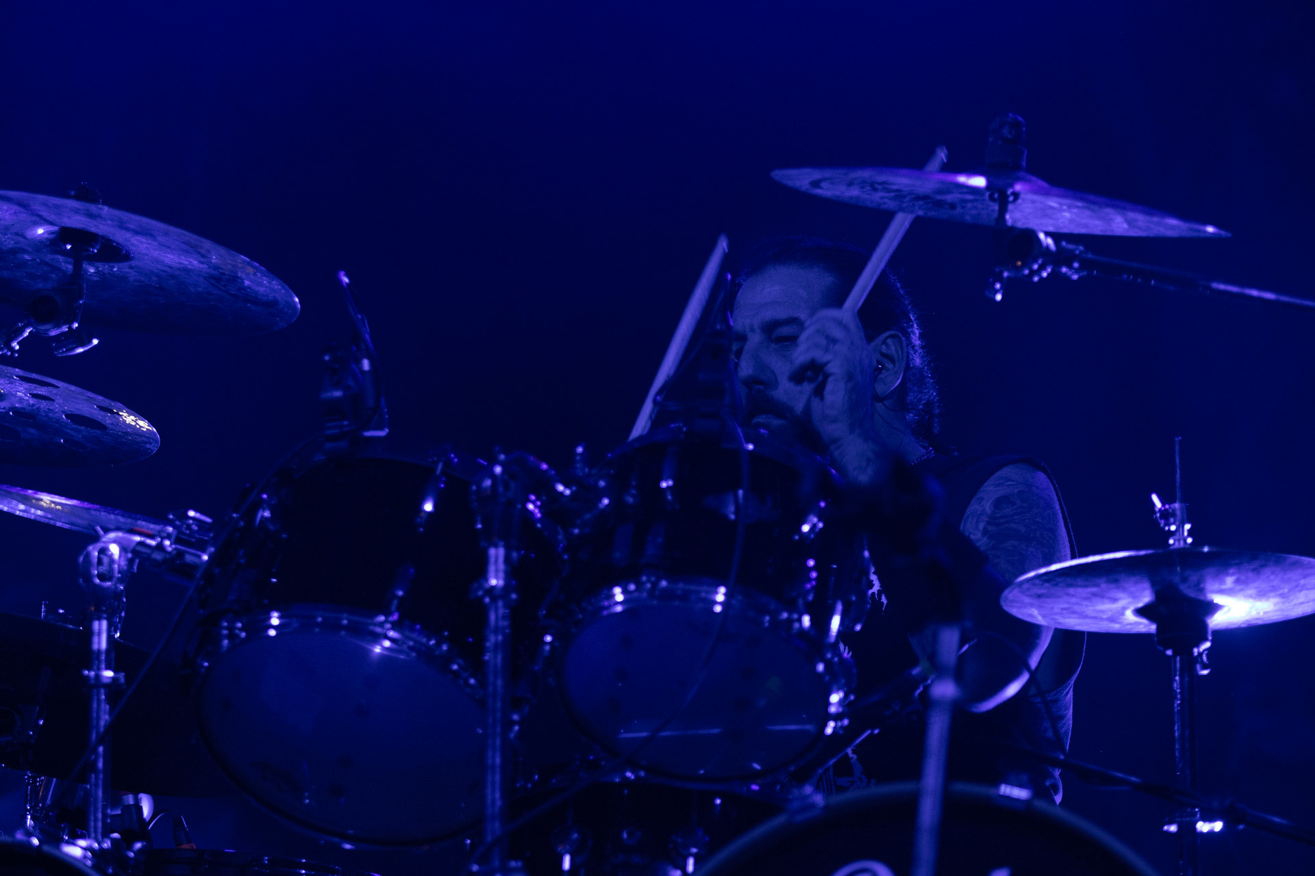 24.09.2021 koncert Rotting Christ, Warszawa, Progresja.N/z Themis Tolis perkusja, fot. Andrzej Wasilkiewicz/REPORTER