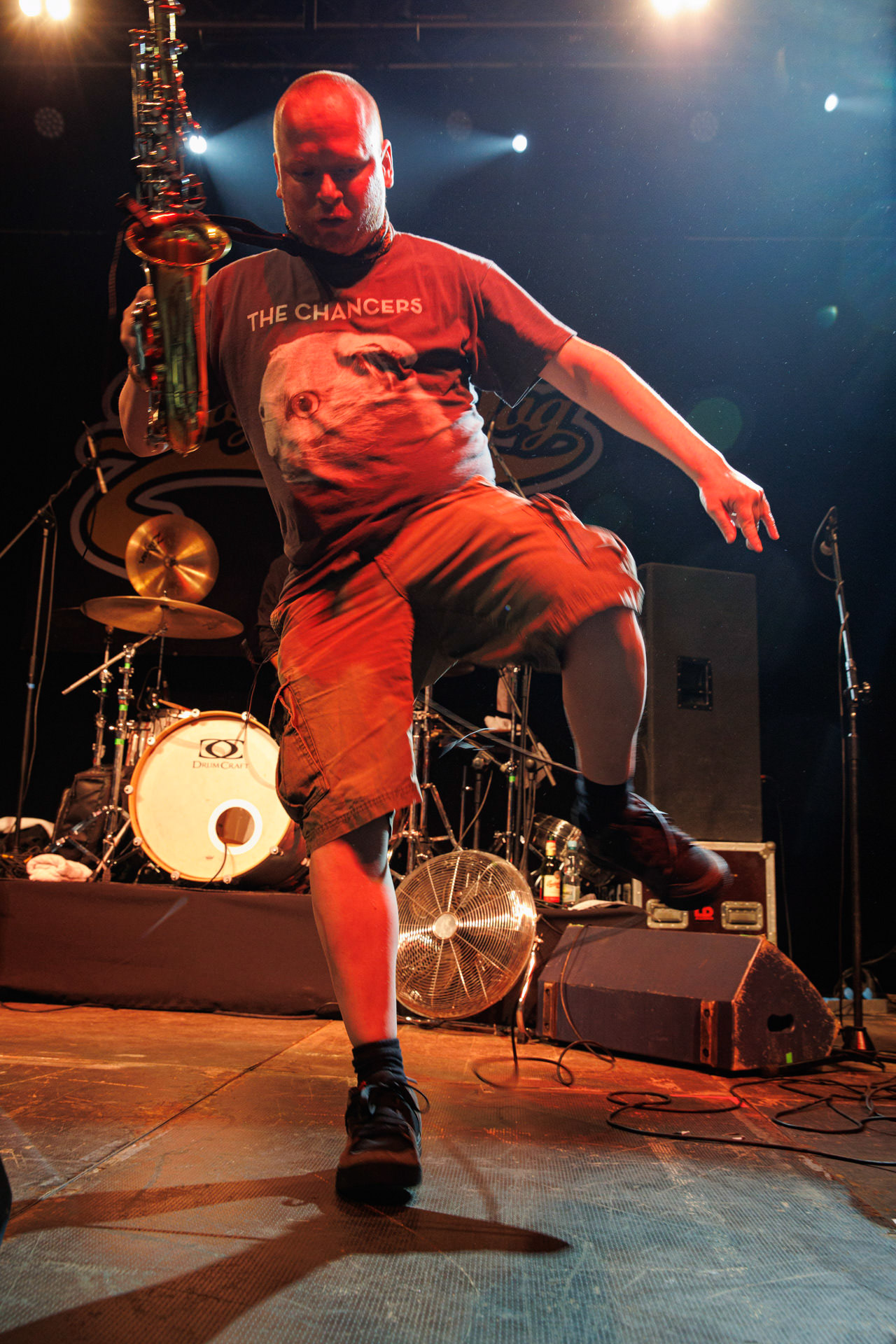 30.11.2021 koncert Dog Eat Dog - USA - hardcore, punkrock, rap, metal, hip hop, reggae, soul, funk,n/z Dave Neabore (bass), n/z John Connor (vocals), n/z Brandon Finley (drums), n/z Roger Hammerli (guitar),n/z Bozez (sax &amp; beer),koncert Warszawa, Progresja 25 lat albumu Play Games -  Dog Eat Dog.fot. Andrzej Wasilkiewicz/Reporter