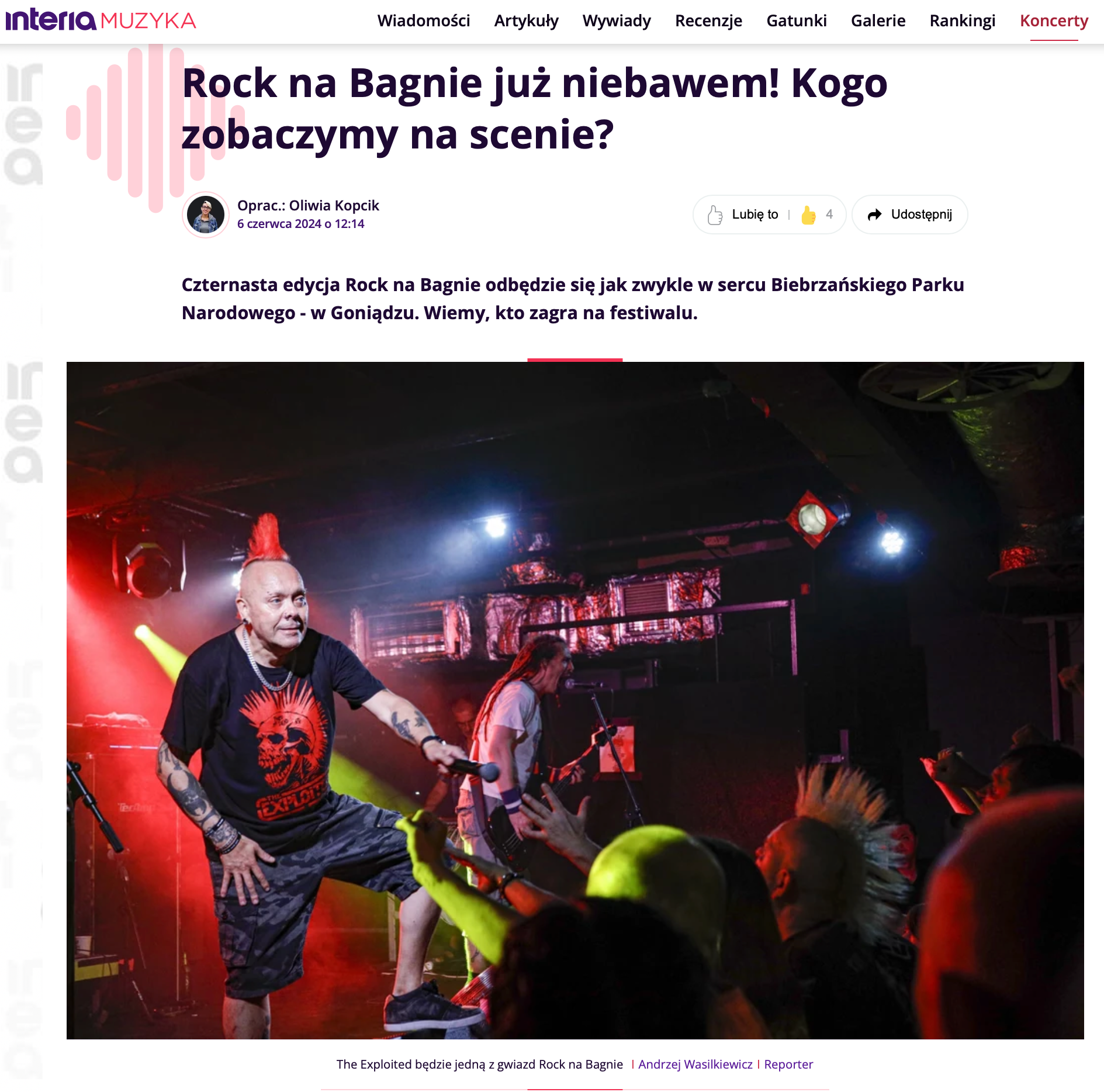 Jedną z gwiazd tegorocznej edycji będzie ikona punk rocka - The Exploited. To jedyny koncert zespołu w tym roku w Polsce.