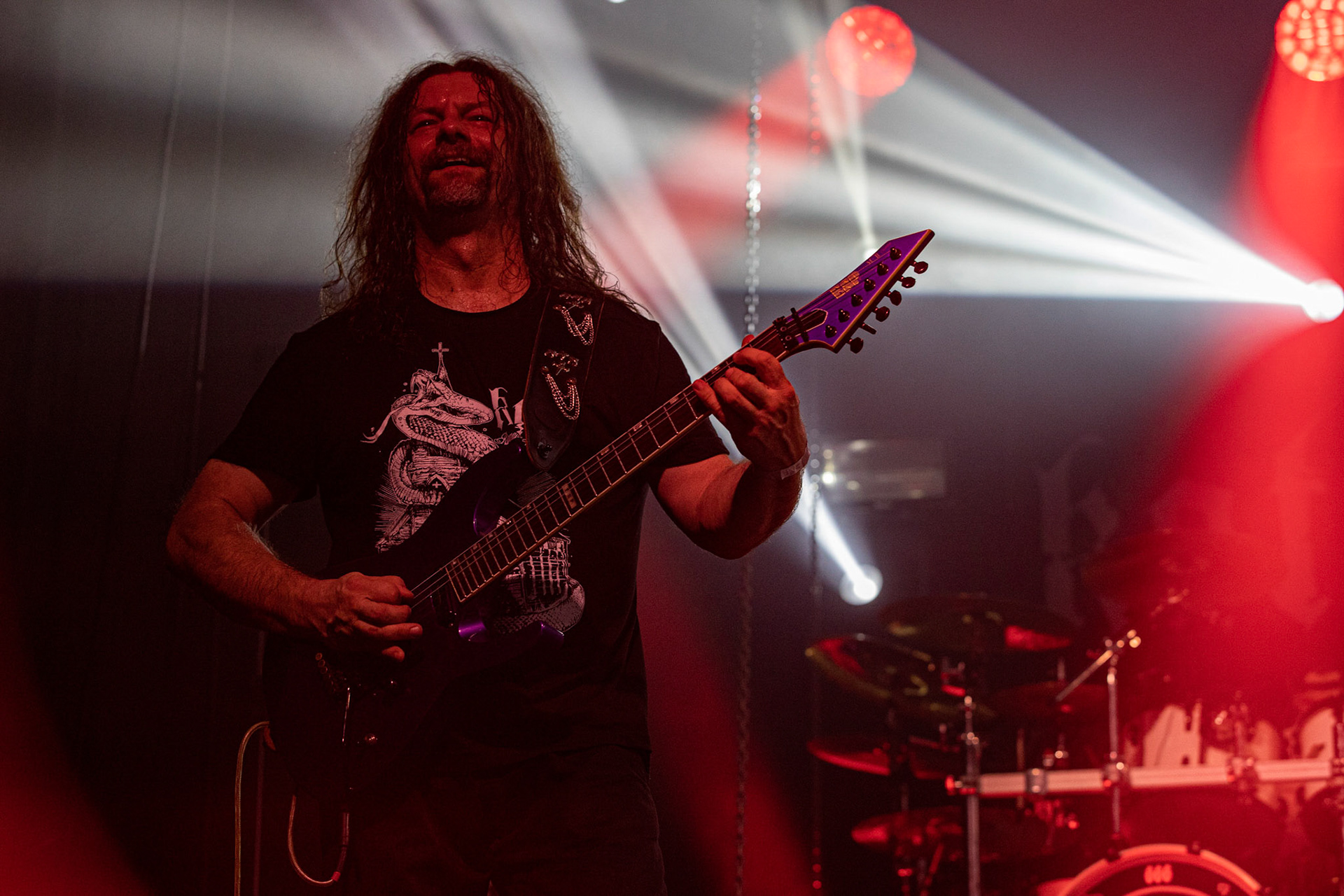 12.09.2021 - KAT i Roman Kostrzewski - koncert "Do zobaczenia w piekle" Wroclaw, Centrum Koncertowe A2.  Krzysztof Pistelok – gitara,fot. Andrzej kaziq Wasilkiewicz