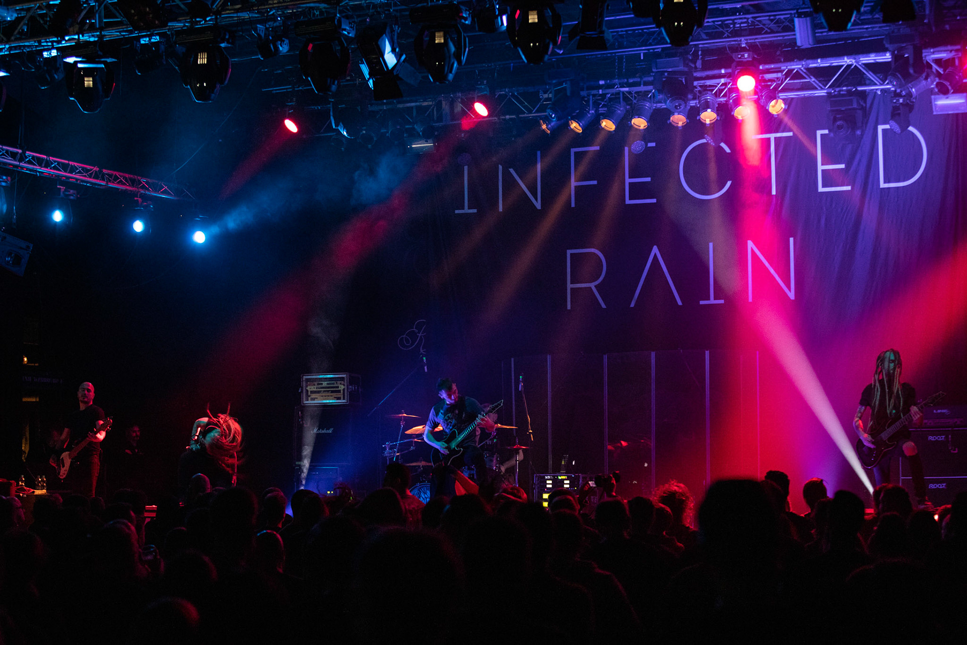 01.03.2019 Infected Rain- koncert warszawska Progresja, Infected Rain Moldovan nu metal, nu metalcore,
Vadim "Vidick" Ozhog - guitars, 
Vladimir Babici - bass, 
Serghei Babici - guitars, 
Eugen Voluta - drums,
Elena "Lena Scissorhands" Cataraga - vocals,