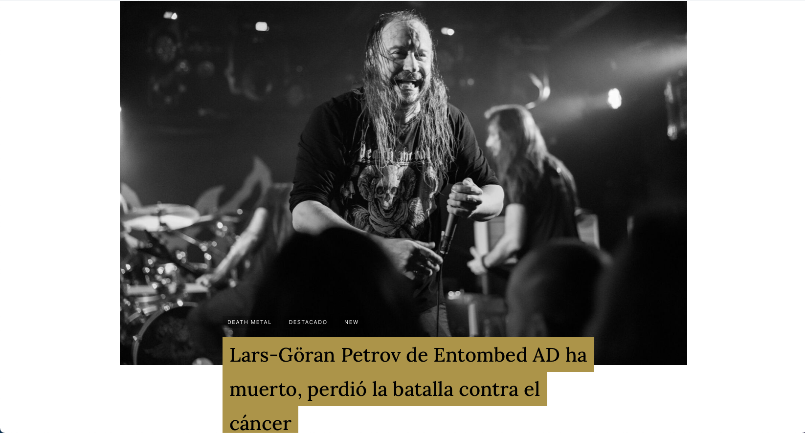 Lars-Göran Petrov de Entombed AD