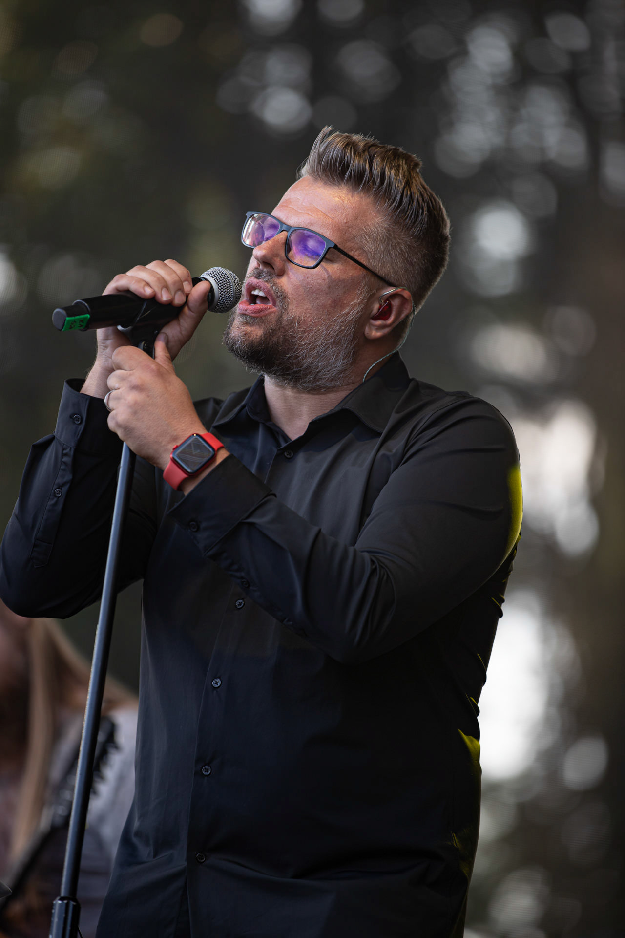 21.08.2021 koncert Collage w Warszawie,Letnia scena Progresji, Gramy do Woli.n/z Bartosz Kossowicz - wokal, Fot. Andrzej Wasilkiewicz/Reporter