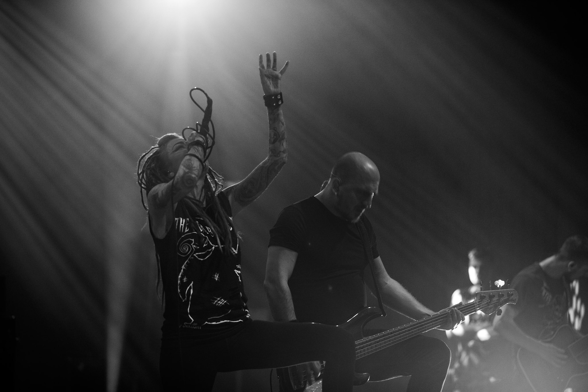 01.03.2019 Infected Rain- koncert warszawska Progresja, Infected Rain Moldovan nu metal, nu metalcore,
Vadim "Vidick" Ozhog - guitars, 
Vladimir Babici - bass, 
Serghei Babici - guitars, 
Eugen Voluta - drums,
Elena "Lena Scissorhands" Cataraga - vocals,