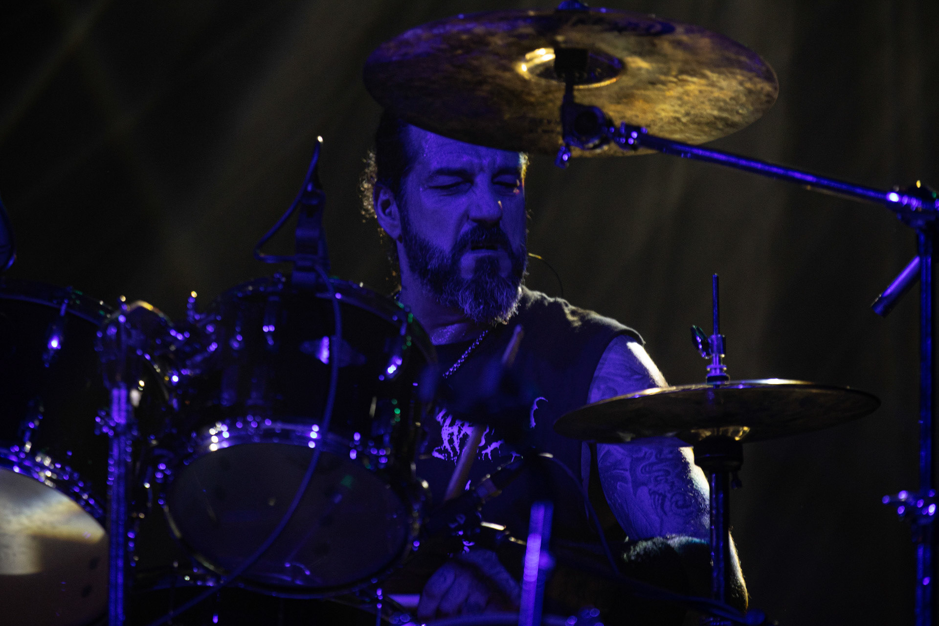 24.09.2021 koncert Rotting Christ, Warszawa, Progresja.N/z Themis Tolis perkusja, fot. Andrzej Wasilkiewicz/REPORTER