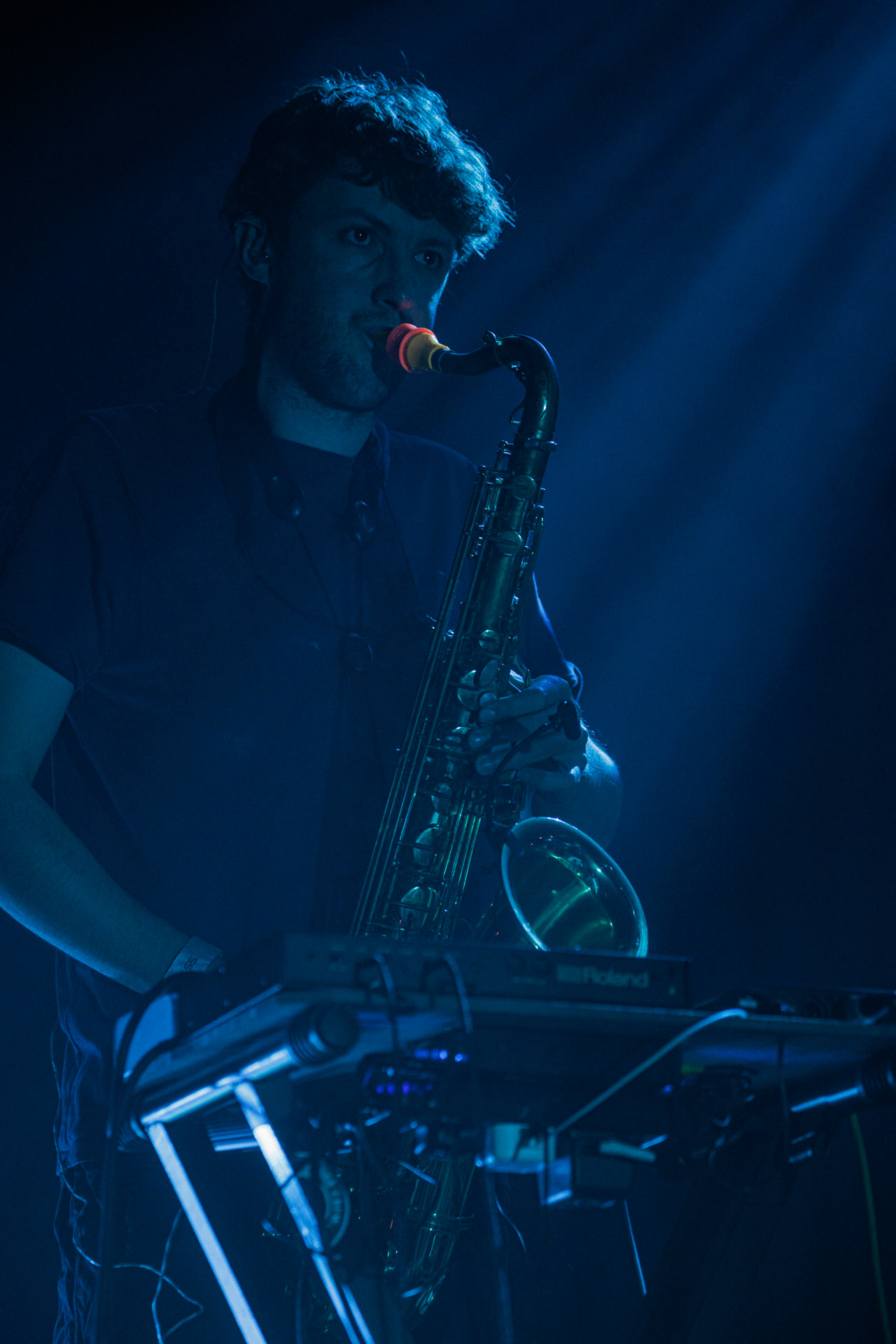 26.04.2022 Portico Quartet Jazz, ambient, electronic, hang. Warszawska Progresja.Portico Quartet to instrumentalny zespol z Londynu w Wielkiej Brytanii. n/z Jack Wyllie - saxophones and keyboards, Produkcja Winiary Bookings fot. Andrzej Wasilkiewicz/Reporter