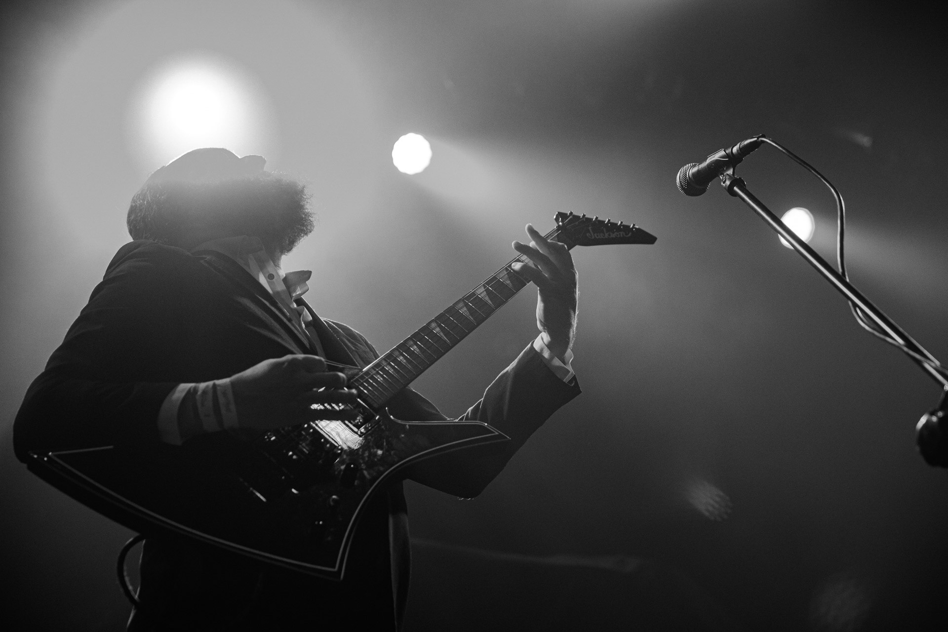 18.12.2021 Masturbator - Antysylwester Antyradia, 18 lat klubu Progresja,n/z Vithor/ growl-git, n/z Raefoth/bas, n/z Czaha/beki, n/z Mayhem/git,metal, blackmetal, thrashmetal, satanic old skull metal, fot. Andrzej Wasilkiewicz/Reporter