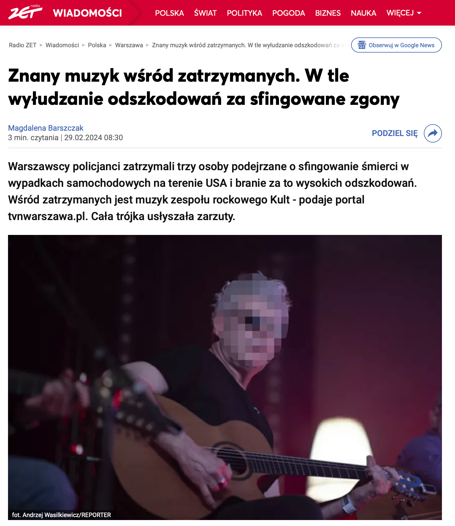 Znany muzyk wśród zatrzymanych.