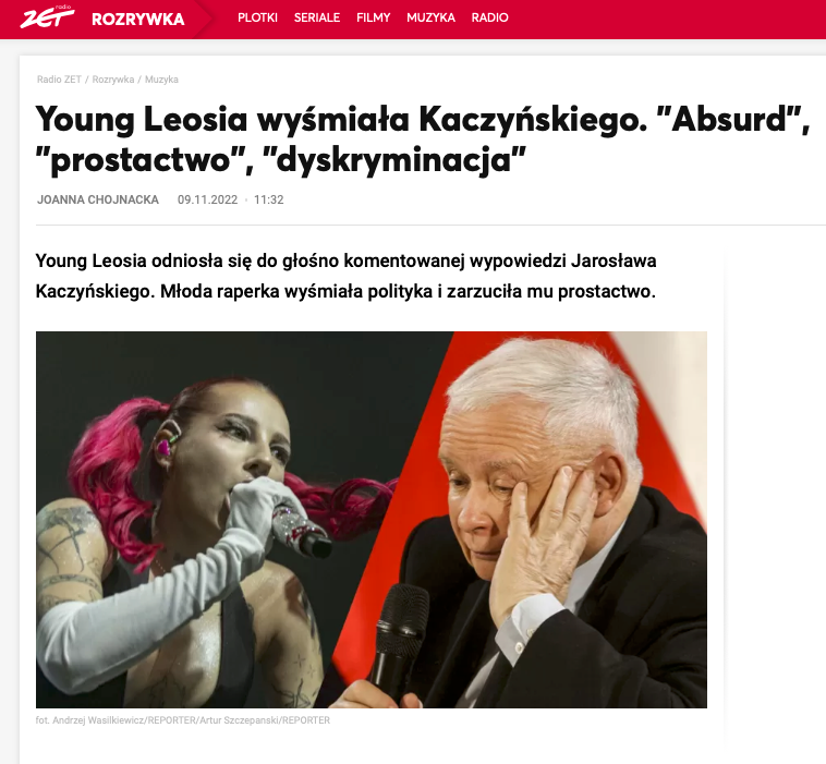 Young Leosia wyśmiała kaczyńskiego 