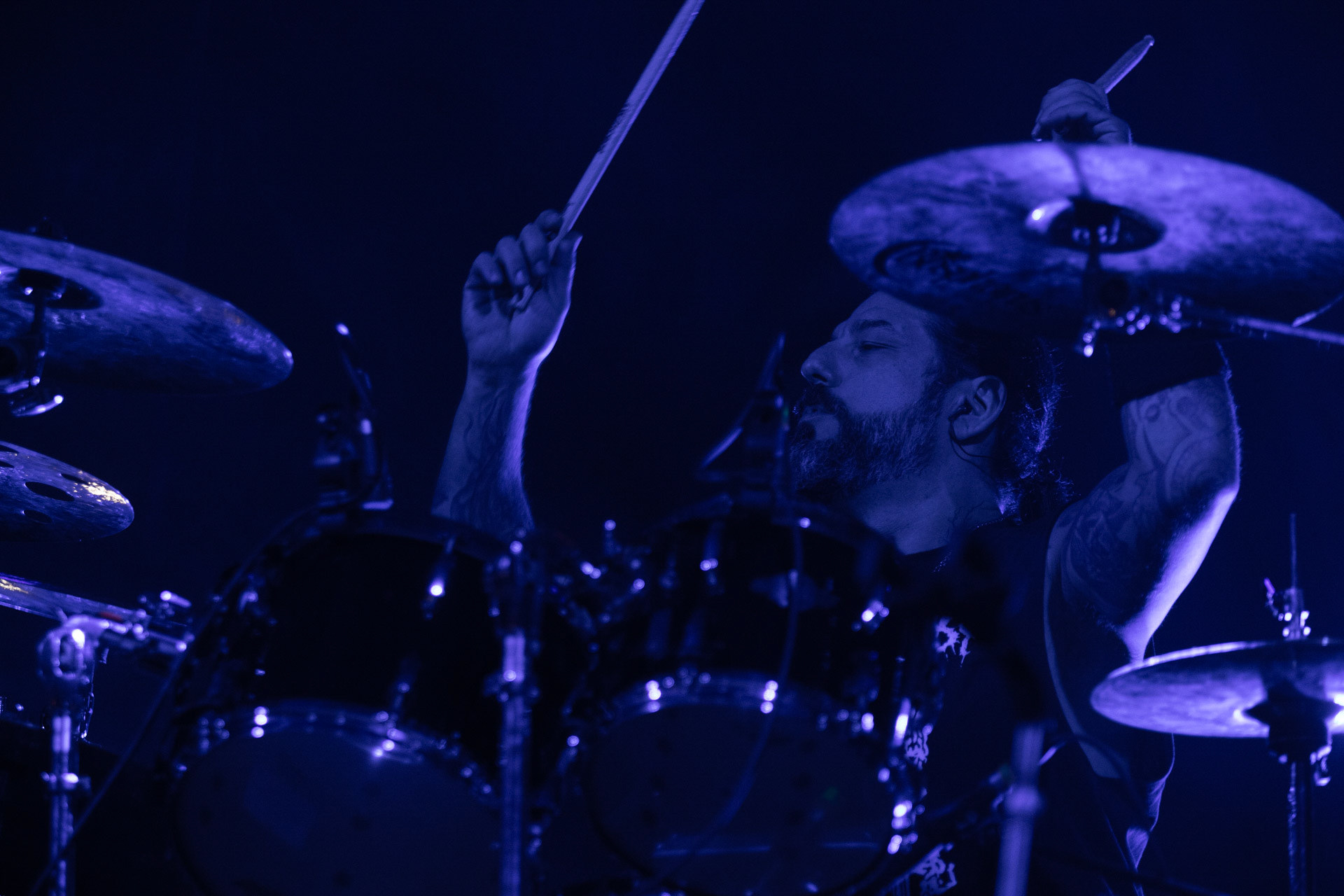 24.09.2021 koncert Rotting Christ, Warszawa, Progresja.N/z Themis Tolis perkusja, fot. Andrzej Wasilkiewicz/REPORTER