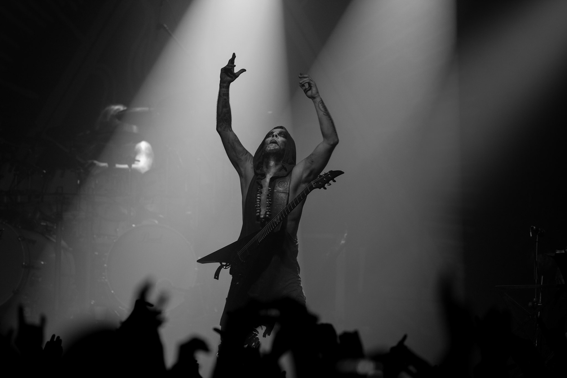 15.12.2017r. Behemoth koncert Merry Christless - Warszawa Progresja, Adam "Nergal" Darski – gitara, wokal prowadzący, 
Zbigniew "Inferno" Promiński – perkusja,
Tomasz "Orion" Wróblewski – gitara basowa, Patryk "Seth" Sztyber – gitara,  fot. Andrzej Wasilkiewicz/Reporter