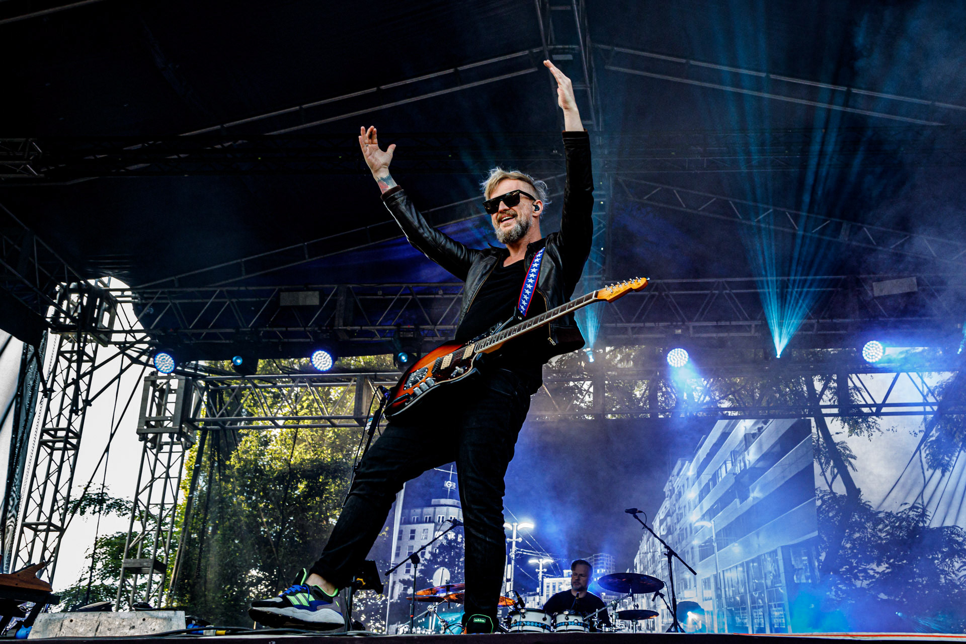 10.07.2022 Organek -  Antyfest Antyradia 2022 - Warszawa, letnia scena klubu Progresja. Tomasz Organek – gitara, wokal,Adam Staszewski – gitara basowa,Robert Markiewicz – perkusja,Tomasz Lewandowski – instrumenty klawiszowe,Rock alternatywny.fot. Andrzej Wasilkiewicz/Reporter