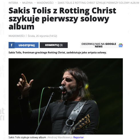 Sakis Tolis - Solo album - Rotting Christ, music Photography