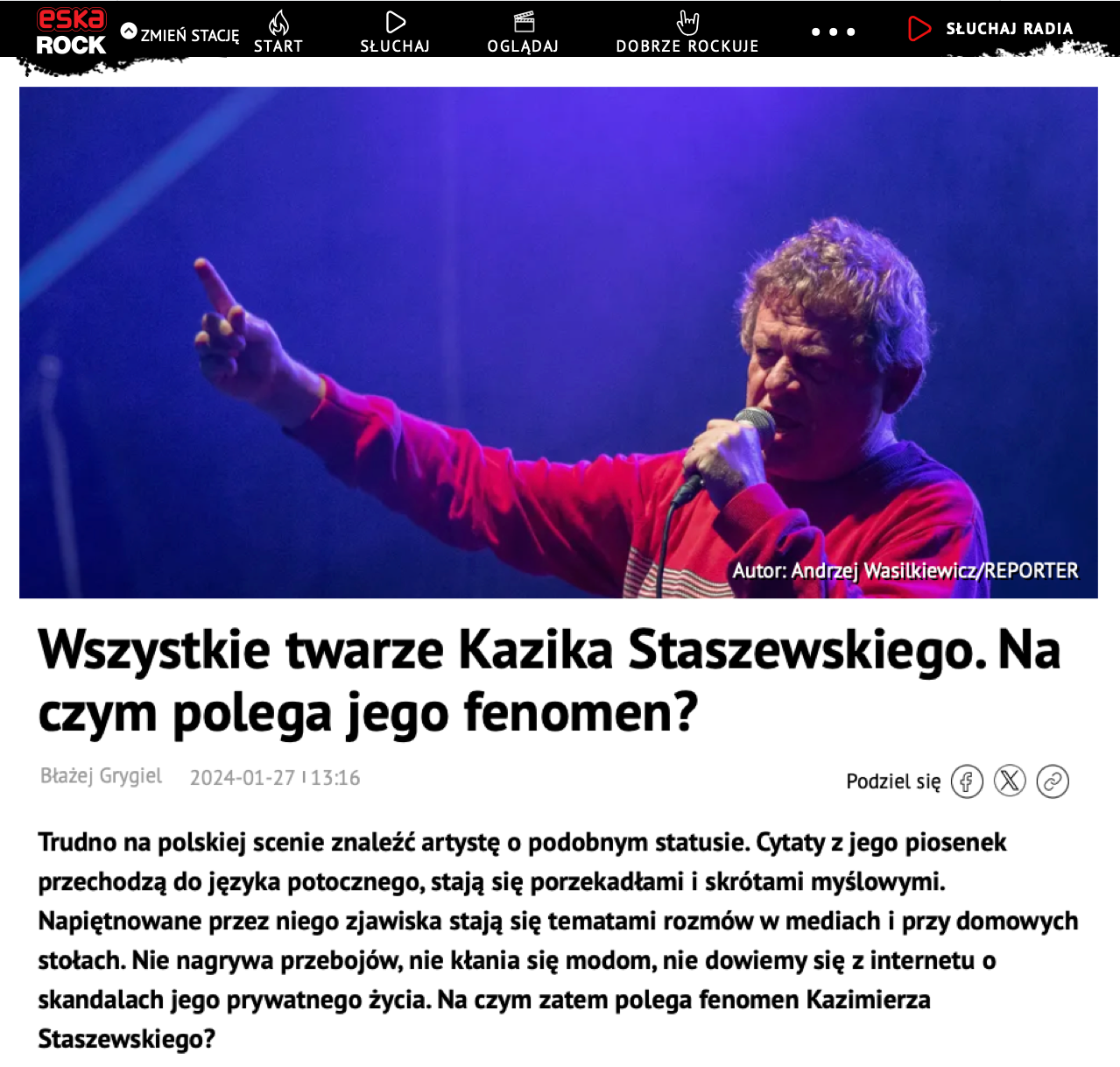 Wszystkie twarze Kazika Staszewskiego.