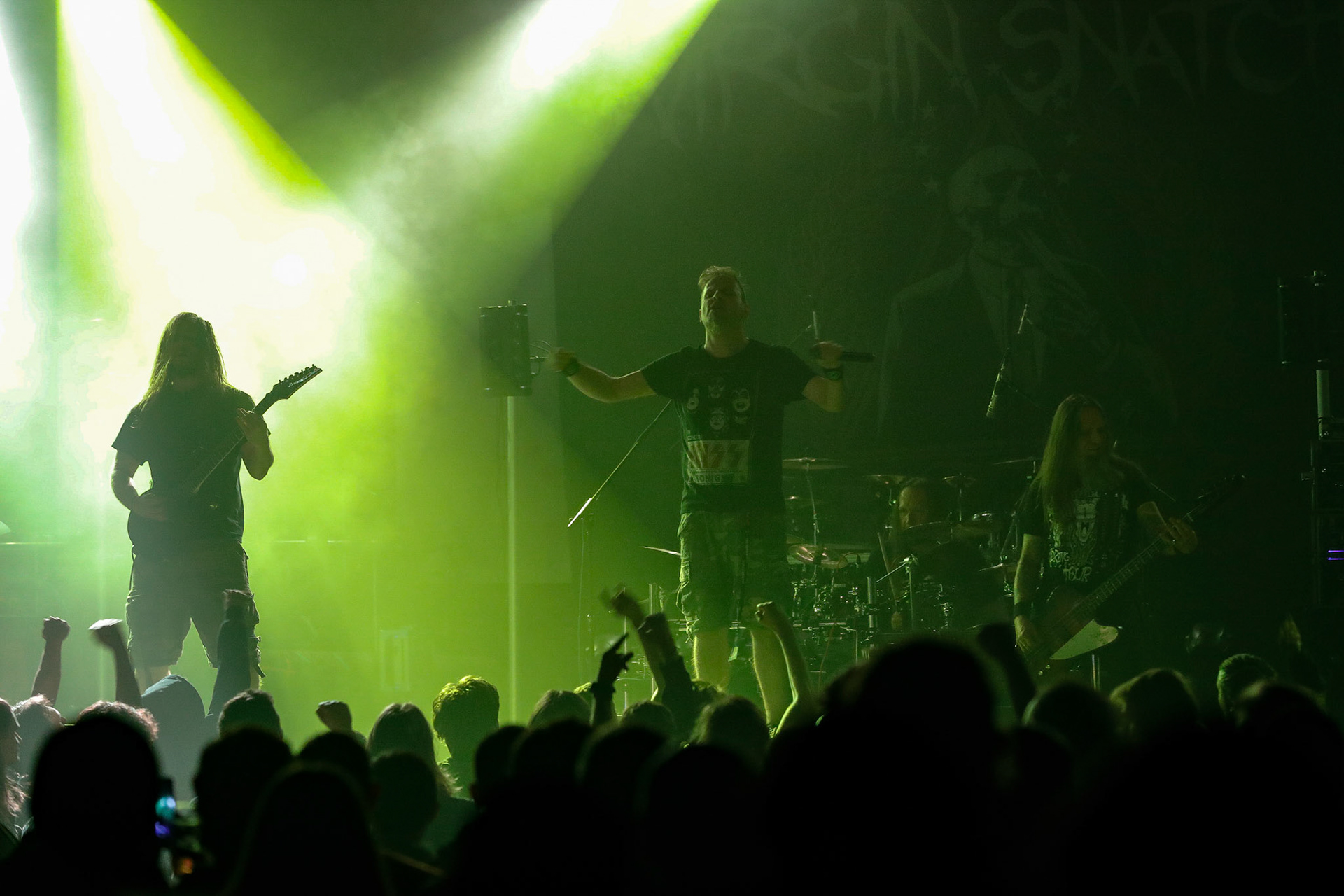 30.11.2018 Knock Out Tour 2018 - Warszawa Progresja -VIRGIN SNATCH  thrash metal, death metal,
Łukasz "Zielony" Zieliński wokal,
Grzegorz "Grysik" Bryła  gitara, 
Paweł Pasek  gitara, 
Piotr "Anioł" Wącisz  gitara basowa, 
Jacek Nowak perkusja,  fot. Andrzej Wasilkiewicz/Reporter