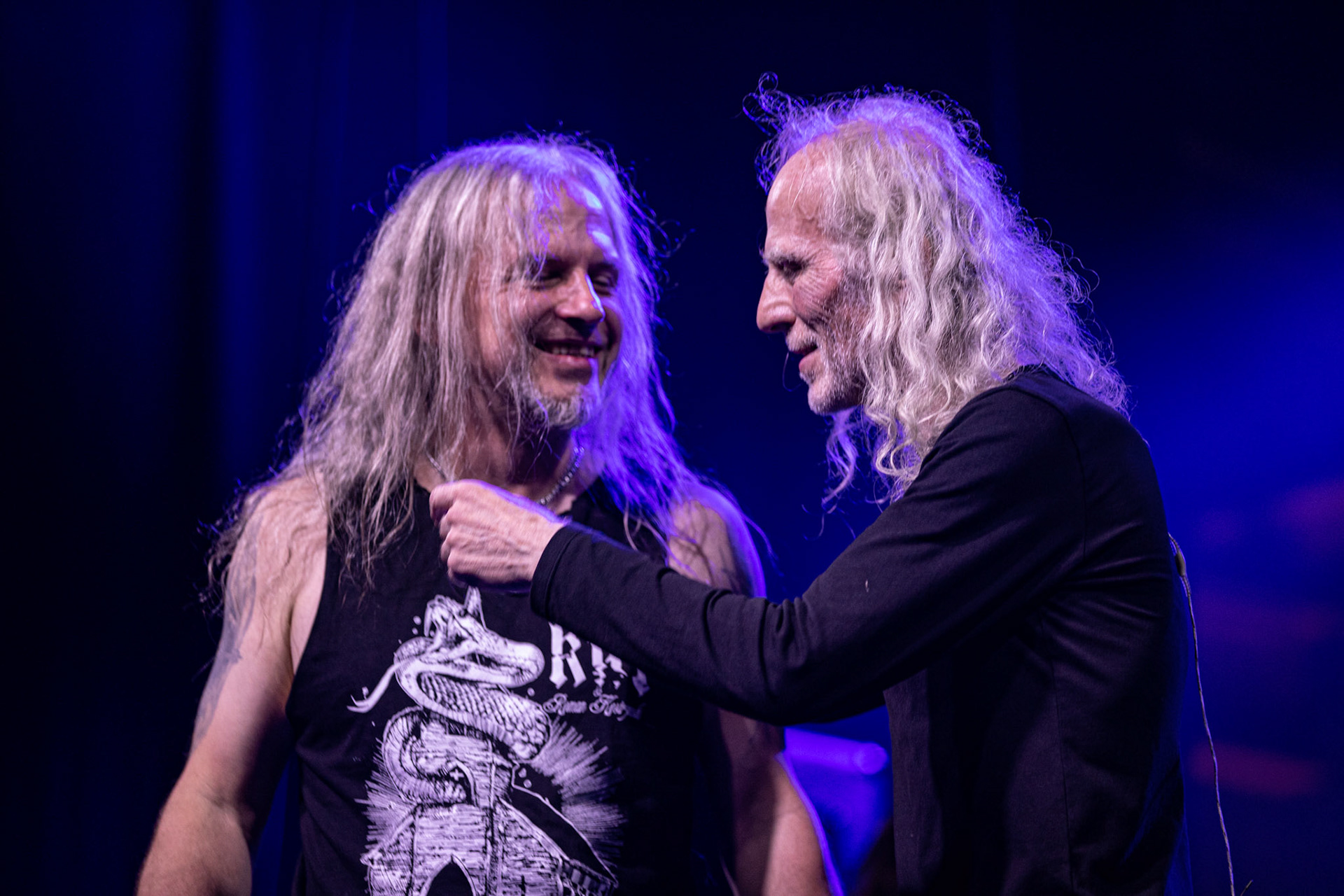 12.09.2021 - KAT i Roman Kostrzewski - koncert "Do zobaczenia w piekle" Wroclaw, Centrum Koncertowe A2.  Roman Kostrzewski i Piotr „Peter” Wiwczarek (Vader), fot. Andrzej kaziq Wasilkiewicz