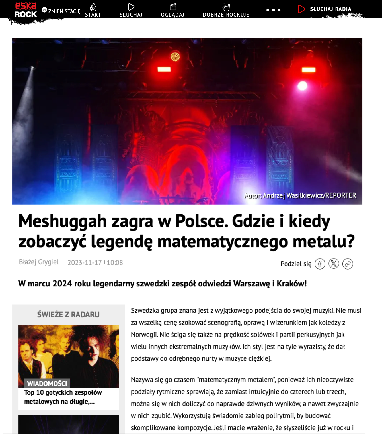 Meshuggah zagra w Polsce