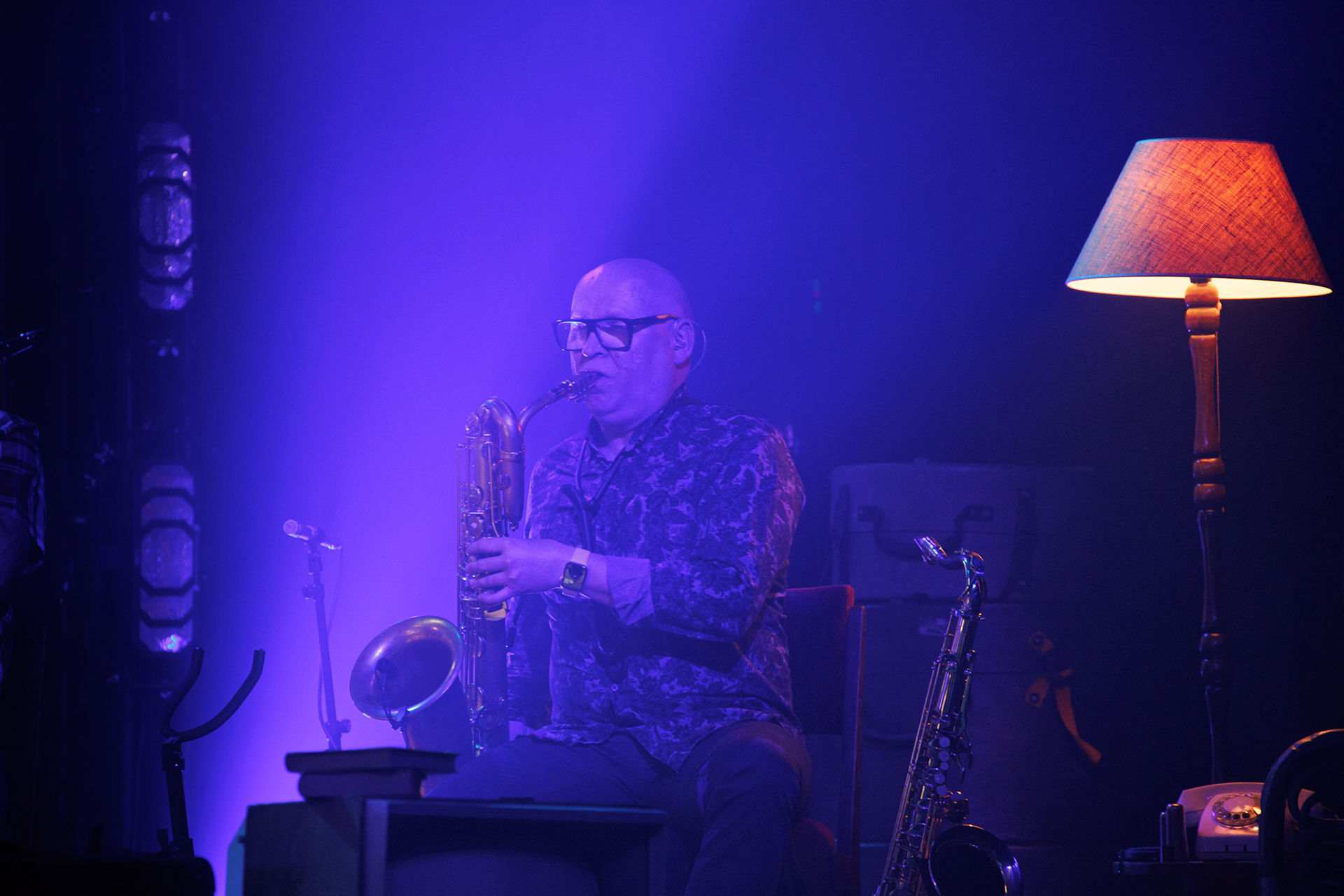 18.03.2022 KULT Akustik - koncert Warszawa klub Stodola,  n/z Mariusz Godzina saksofony,Rock, rock progresywny, rock alternatywny, punk, nowa fala, polski rock.fot. Andrzej kaziq Wasilkiewicz/Reporter