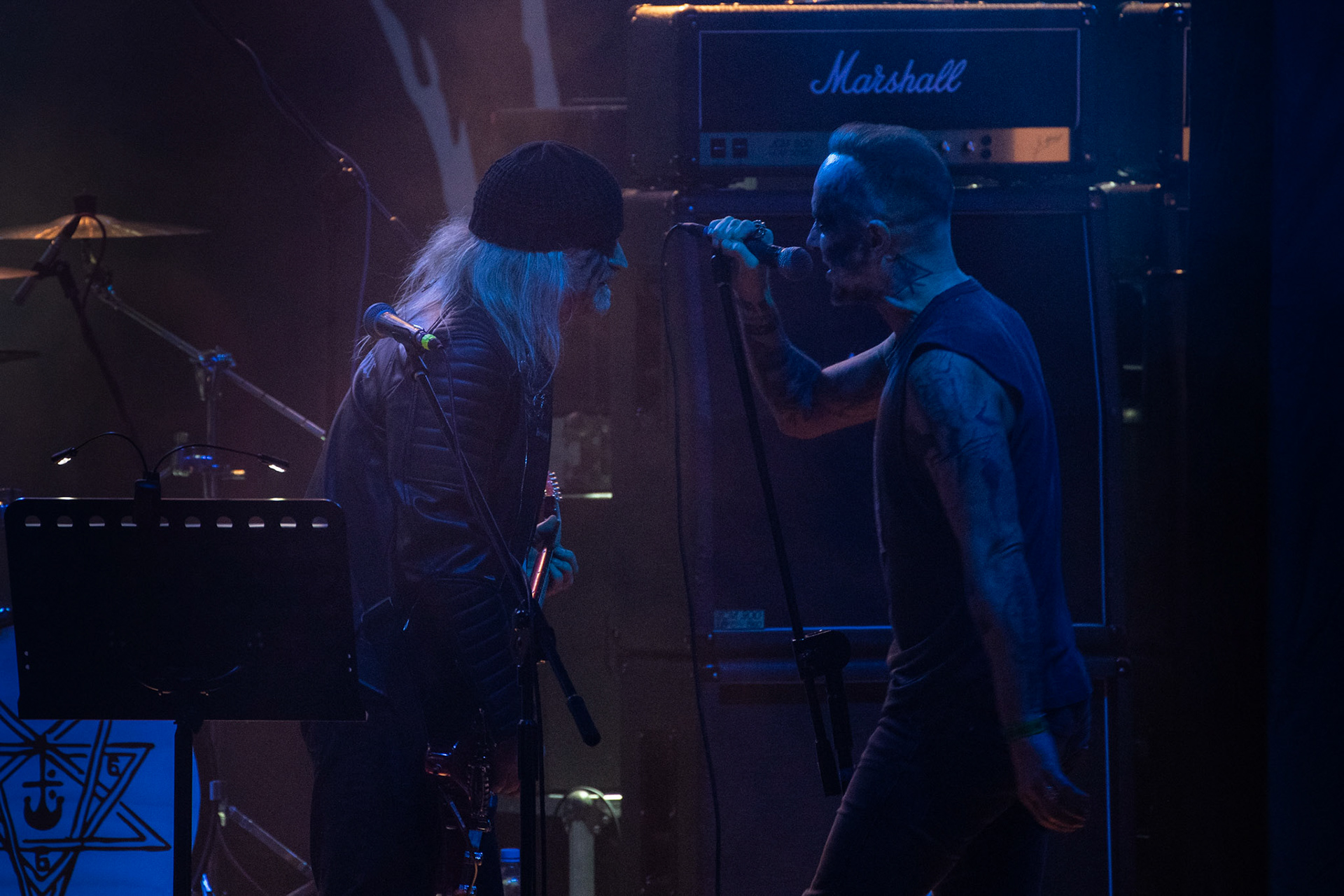 15.12.2019 koncert szwajcarów z Hellhammer: Triumph of Death, Merry Christless 2019, Warszawa Klub Progresja,
zespół Thomasa Gabriela Fishera, black metal, death metal, 
n/z Thomas Gabriel Fisher wokal gitara,
n/z Adam Nergal Darski wokal,
New Aeon Musick, Knock Out Productions
fot. Andrzej Wasilkiewicz/REPORTER