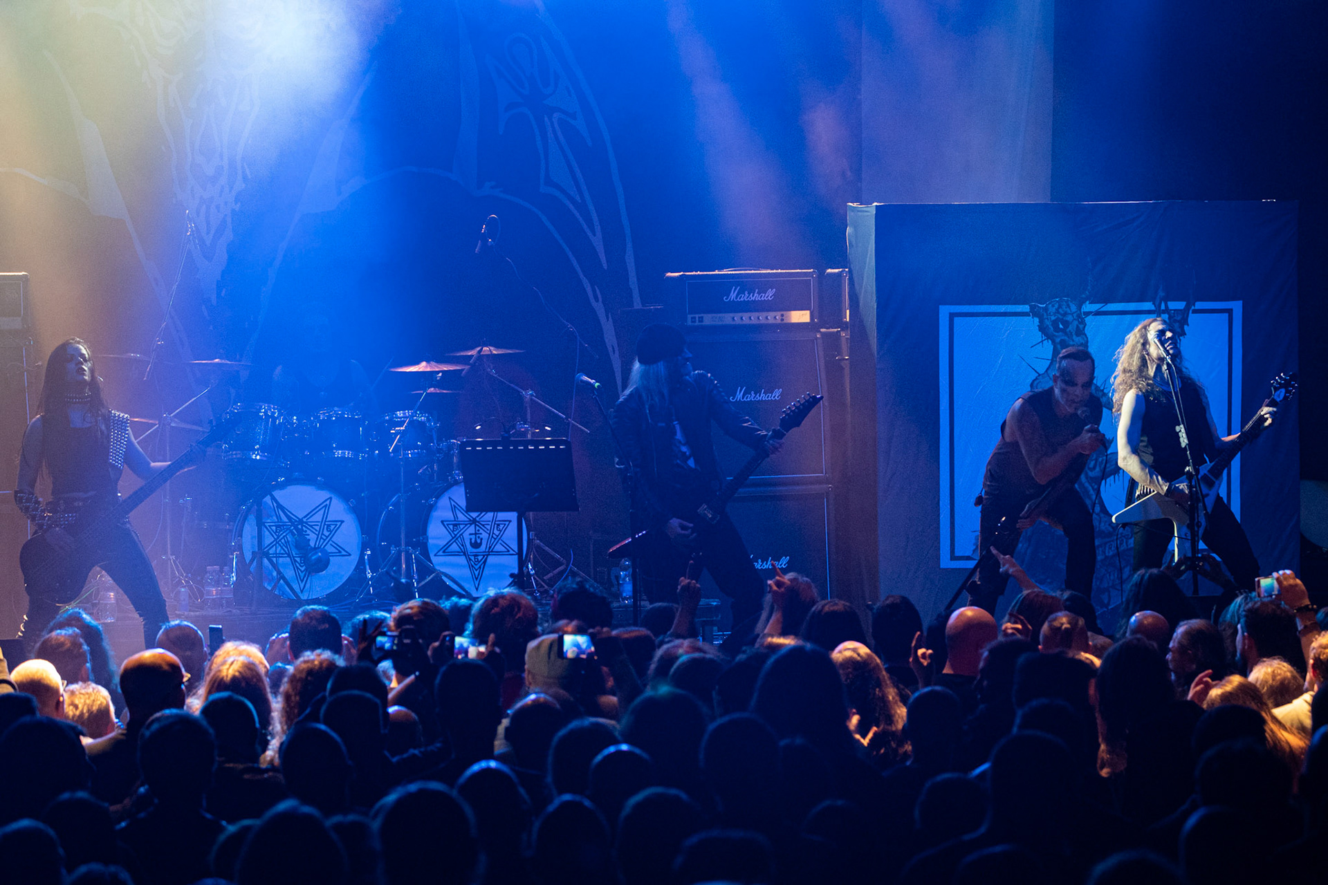 15.12.2019 koncert szwajcarów z Hellhammer: Triumph of Death, Merry Christless 2019, Warszawa Klub Progresja,
zespół Thomasa Gabriela Fishera, black metal, death metal, 
n/z Thomas Gabriel Fisher wokal gitara,
n/z Mia Wallace gitara basowa,
n/z Michael Zech gitara, wokal,
n/z Alessandro Commerio perkusja,
n/z Adam Nergal Darski wokal,
New Aeon Musick, Knock Out Productions
fot. Andrzej Wasilkiewicz/REPORTER