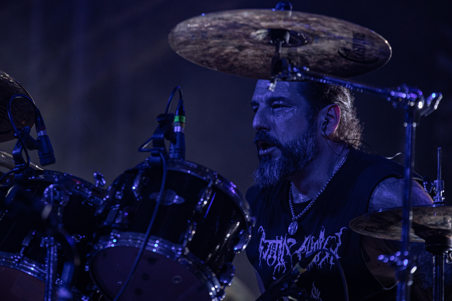 24.09.2021 koncert Rotting Christ, Warszawa, Progresja.N/z Themis Tolis perkusja, fot. Andrzej Wasilkiewicz/REPORTER