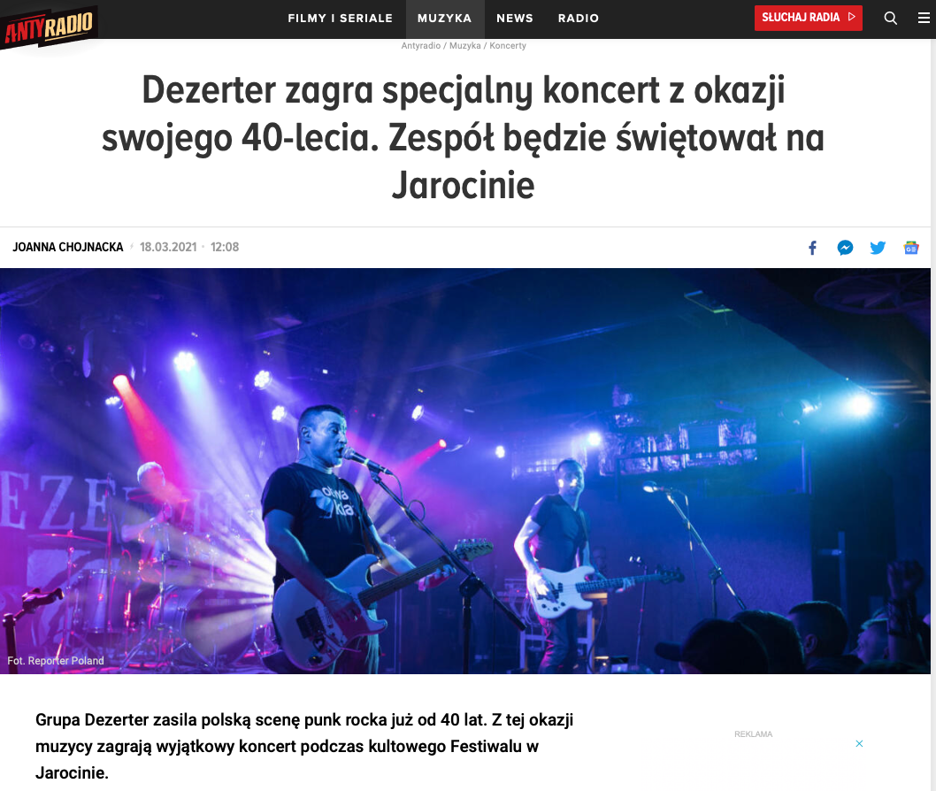 Dezerter 40-lecie Jarocin