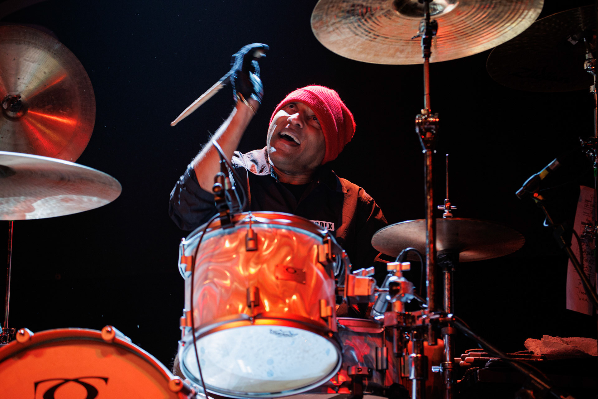 30.11.2021 koncert Dog Eat Dog - USA - hardcore, punkrock, rap, metal, hip hop, reggae, soul, funk,n/z Dave Neabore (bass), n/z John Connor (vocals), n/z Brandon Finley (drums), n/z Roger Hammerli (guitar),n/z Bozez (sax &amp; beer),koncert Warszawa, Progresja 25 lat albumu Play Games -  Dog Eat Dog.fot. Andrzej Wasilkiewicz/Reporter