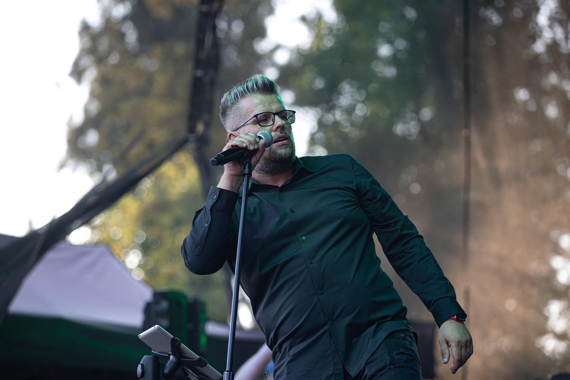 21.08.2021 koncert Collage w Warszawie,Letnia scena Progresji, Gramy do Woli.n/z Bartosz Kossowicz - wokal, Fot. Andrzej Wasilkiewicz/Reporter