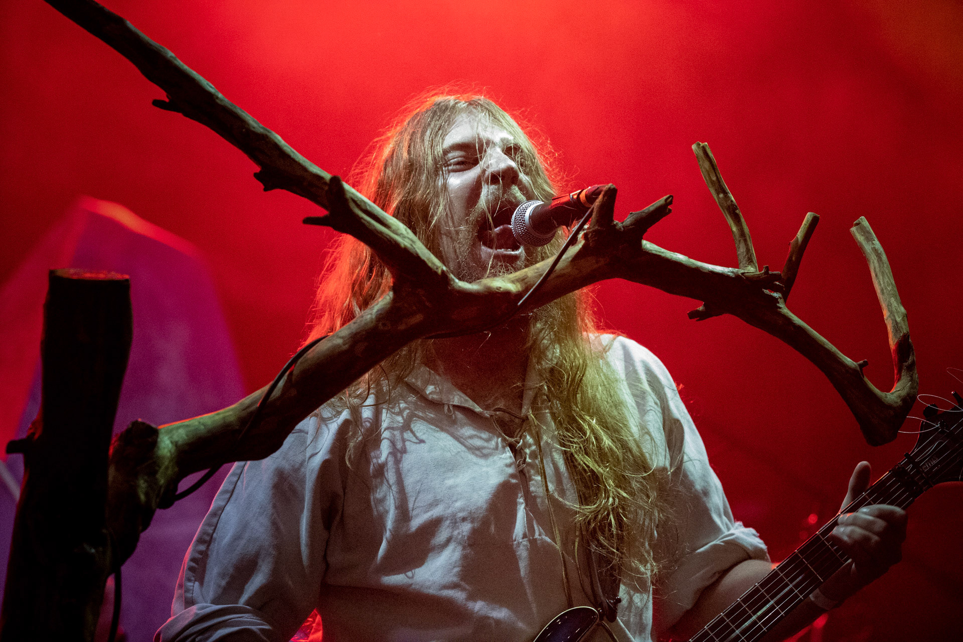 28.08.2021 Varmia - koncert, Warszawa klub REJS,Lato w Plenerze, Winiary Bookings,Lasota wokal, gitara,Cwiara wokal, bas,Emil perkusja,Piotr instrumenty perkusyjne, rog kozla, drewniana tuba, wokal, krivula i tagelharpa,Fot. Andrzej Wasilkiewicz/Reporter