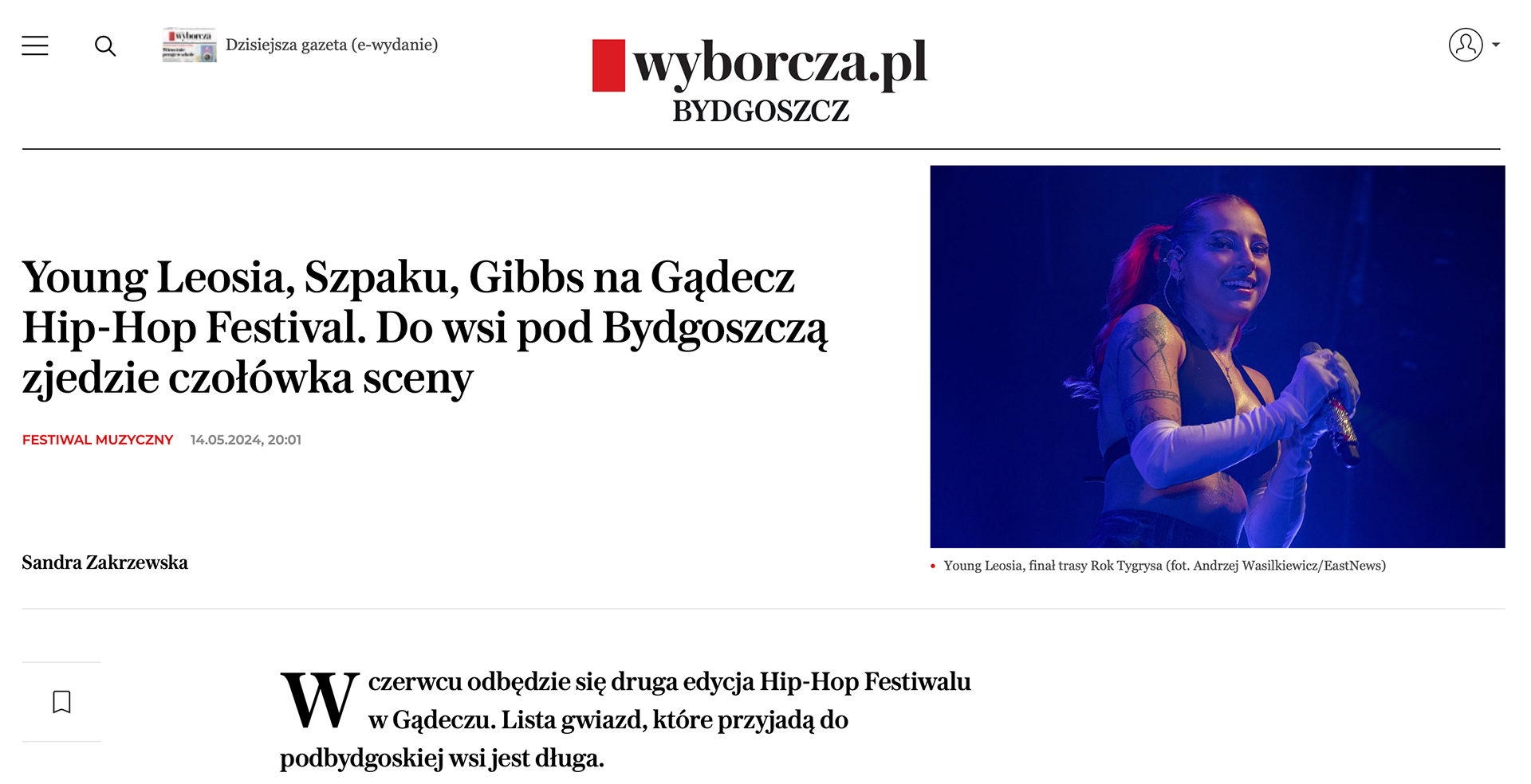 Young Leosia, Szpaku, Gibbs na Gądecz Hip-Hop Festival. Do wsi pod Bydgoszczą zjedzie czołówka sceny