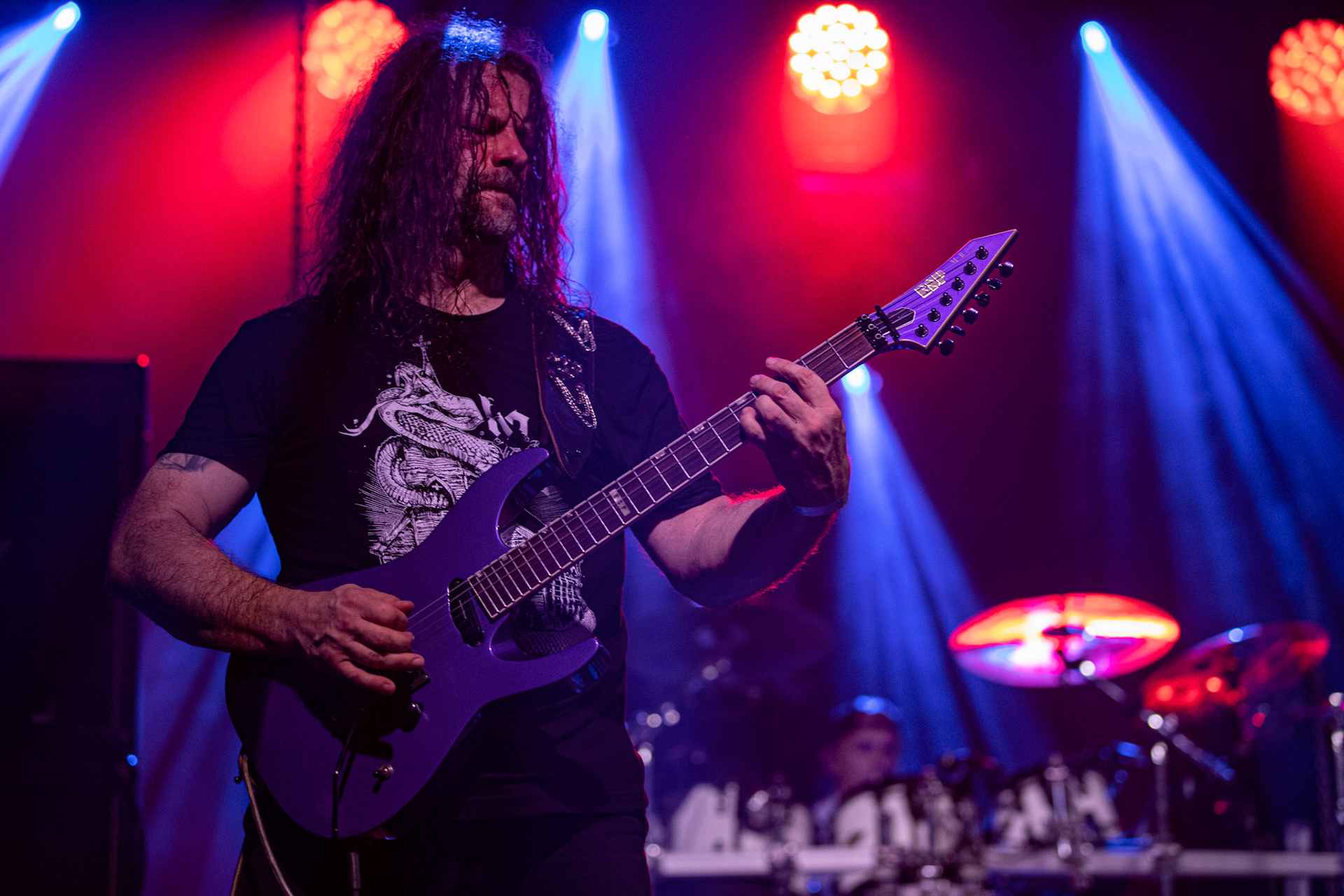 12.09.2021 - KAT i Roman Kostrzewski - koncert "Do zobaczenia w piekle" Wroclaw, Centrum Koncertowe A2.  Krzysztof Pistelok – gitara,fot. Andrzej kaziq Wasilkiewicz