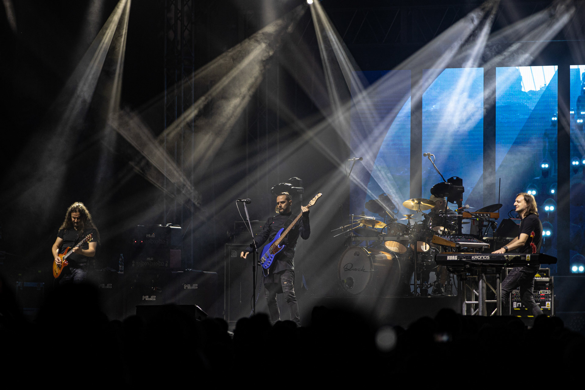 21.08.2021 koncert Riverside 20 lecie w Warszawie,Letnia scena Progresji, Gramy do Woli.n/z Mariusz Duda – bass, wokal,n/z Piotr Kozieradzki – perkusja,n/z Michal Lapaj – instrumenty klawiszowe, wokal,n/z Maciej Meller - gitara,Fot. Andrzej Wasilkiewicz/Reporter