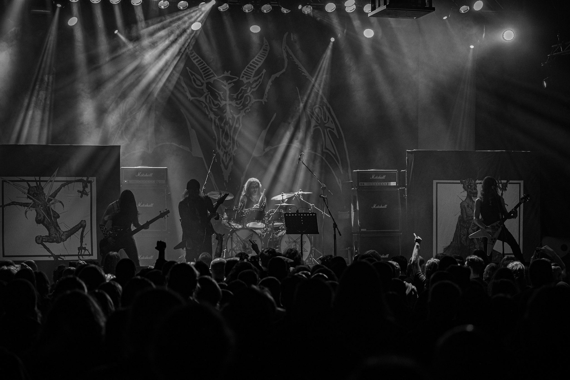 15.12.2019 koncert szwajcarów z Hellhammer: Triumph of Death, Merry Christless 2019, Warszawa Klub Progresja,
zespół Thomasa Gabriela Fishera, black metal, death metal, 
n/z Thomas Gabriel Fisher wokal gitara,
n/z Mia Wallace gitara basowa,
n/z Michael Zech gitara, wokal,
n/z Alessandro Commerio perkusja,
n/z Adam Nergal Darski wokal,
New Aeon Musick, Knock Out Productions
fot. Andrzej Wasilkiewicz/REPORTER