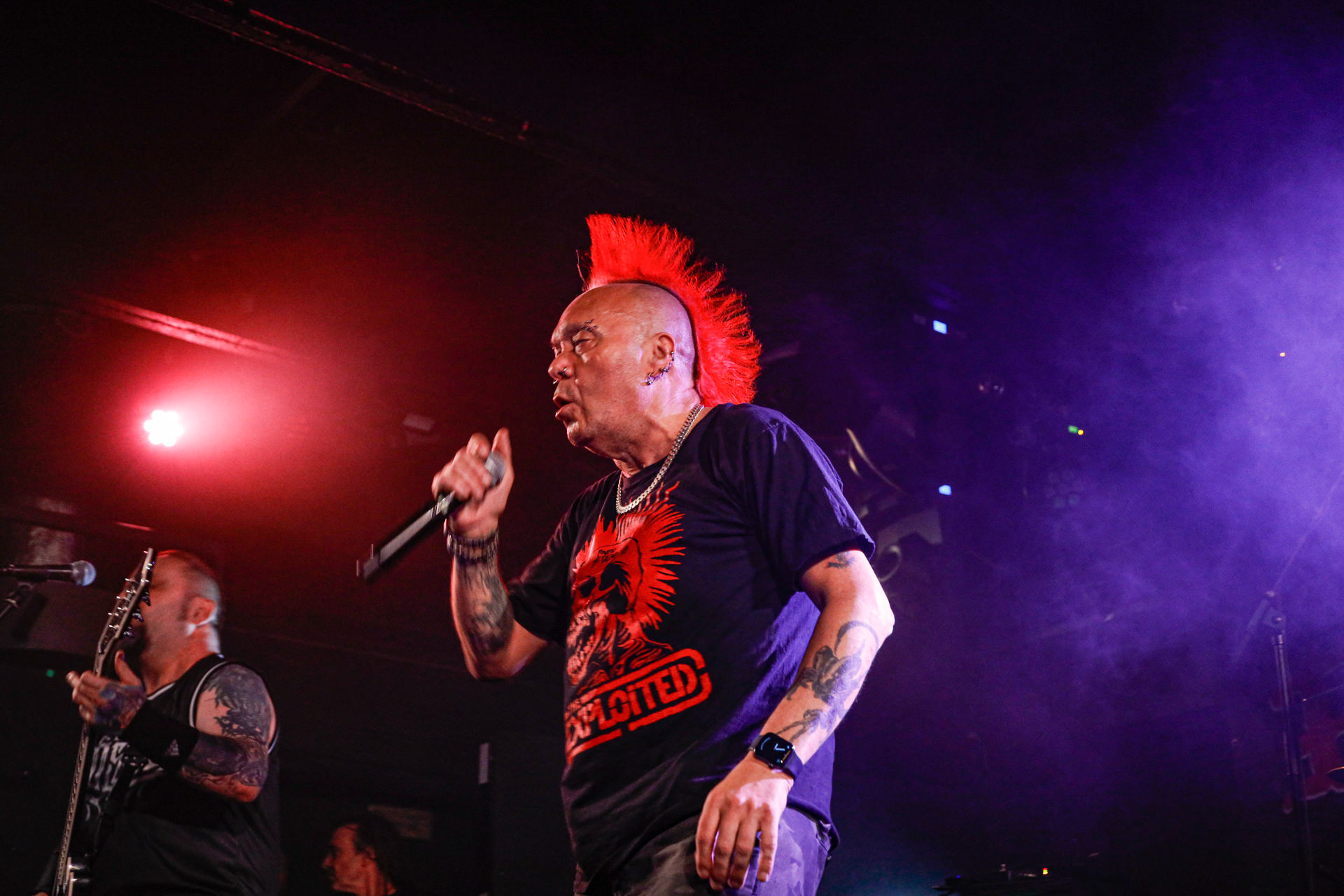 25.08.2022 The Exploited - legenda drugiej fali punk rocka na koncercie w warszawskiej Proximie.Weterani punk rock, hardcore punk, crossover thrash z Edynburga w składzie:Wattie Buchan – wokal, Irish Rob – bas,Willie Buchan – perkusja,Robbie Steedo Davidson - gitara,Produkcja: Noise Annoys Booking Agency and Records, Boredom Booking. fot. Andrzej Wasilkiewicz/Reporter