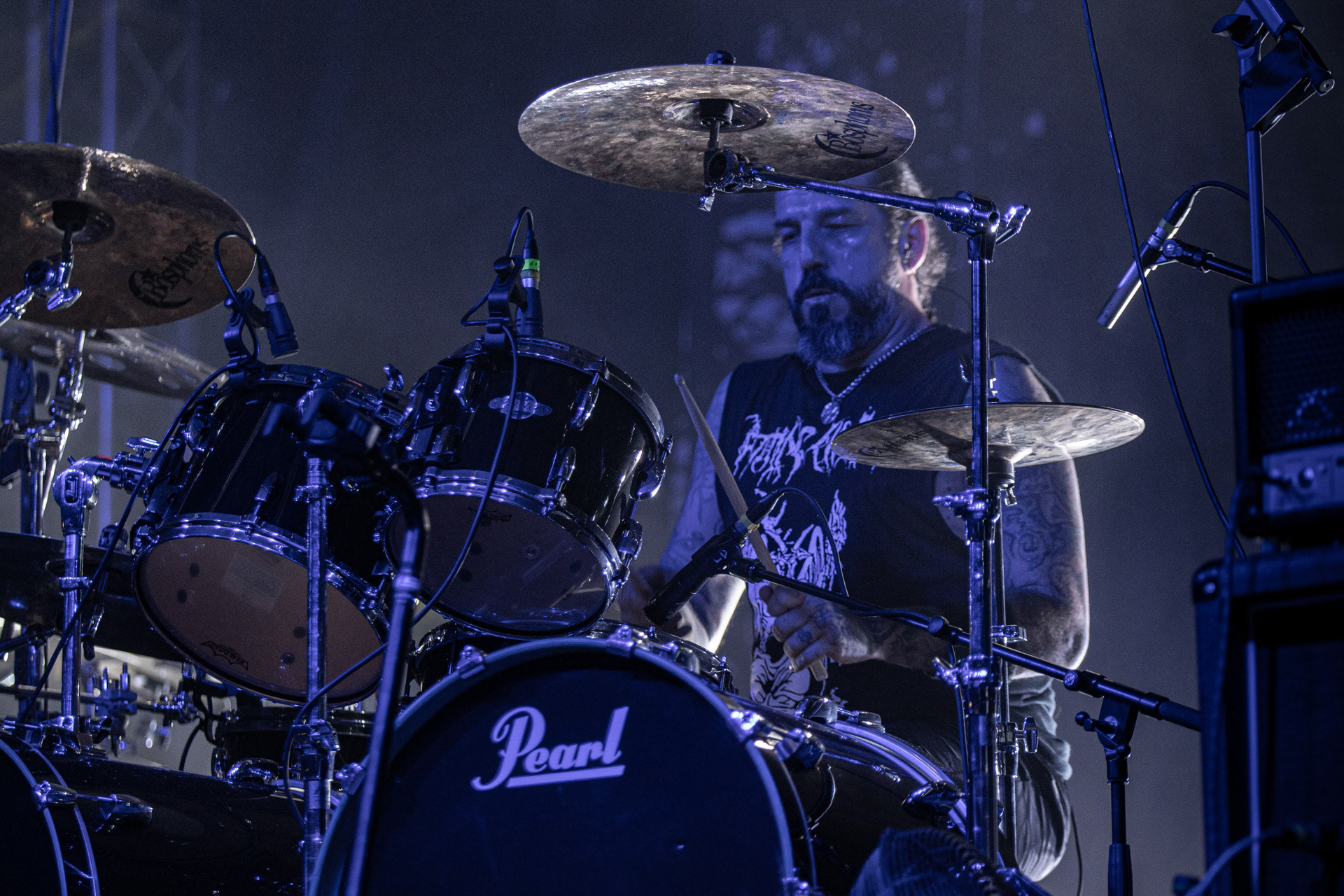 24.09.2021 koncert Rotting Christ, Warszawa, Progresja.N/z Themis Tolis perkusja, fot. Andrzej Wasilkiewicz/REPORTER