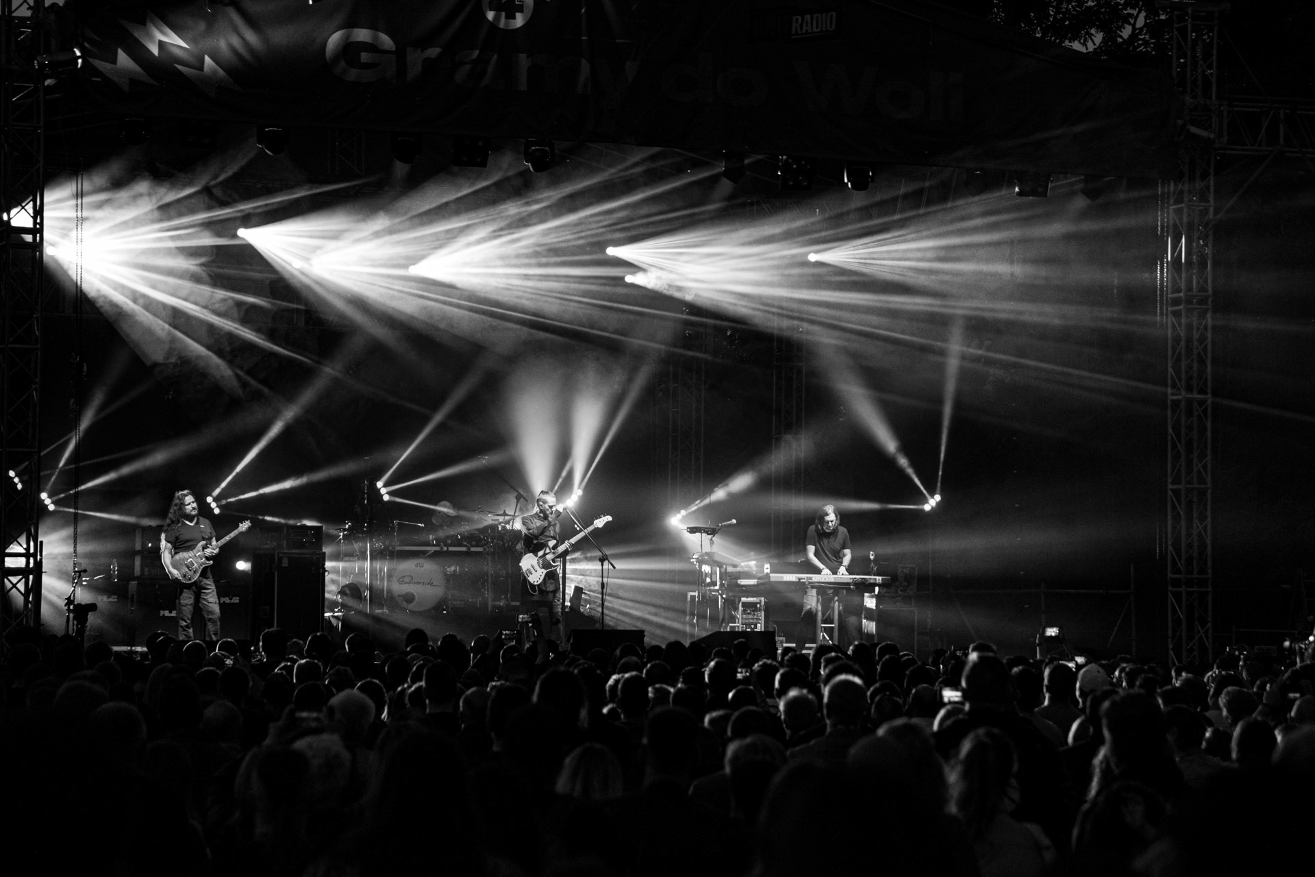 21.08.2021 koncert Riverside 20 lecie w Warszawie,Letnia scena Progresji, Gramy do Woli.n/z Mariusz Duda – bass, wokal,n/z Piotr Kozieradzki – perkusja,n/z Michal Lapaj – instrumenty klawiszowe, wokal,n/z Maciej Meller - gitara,Fot. Andrzej Wasilkiewicz/Reporter