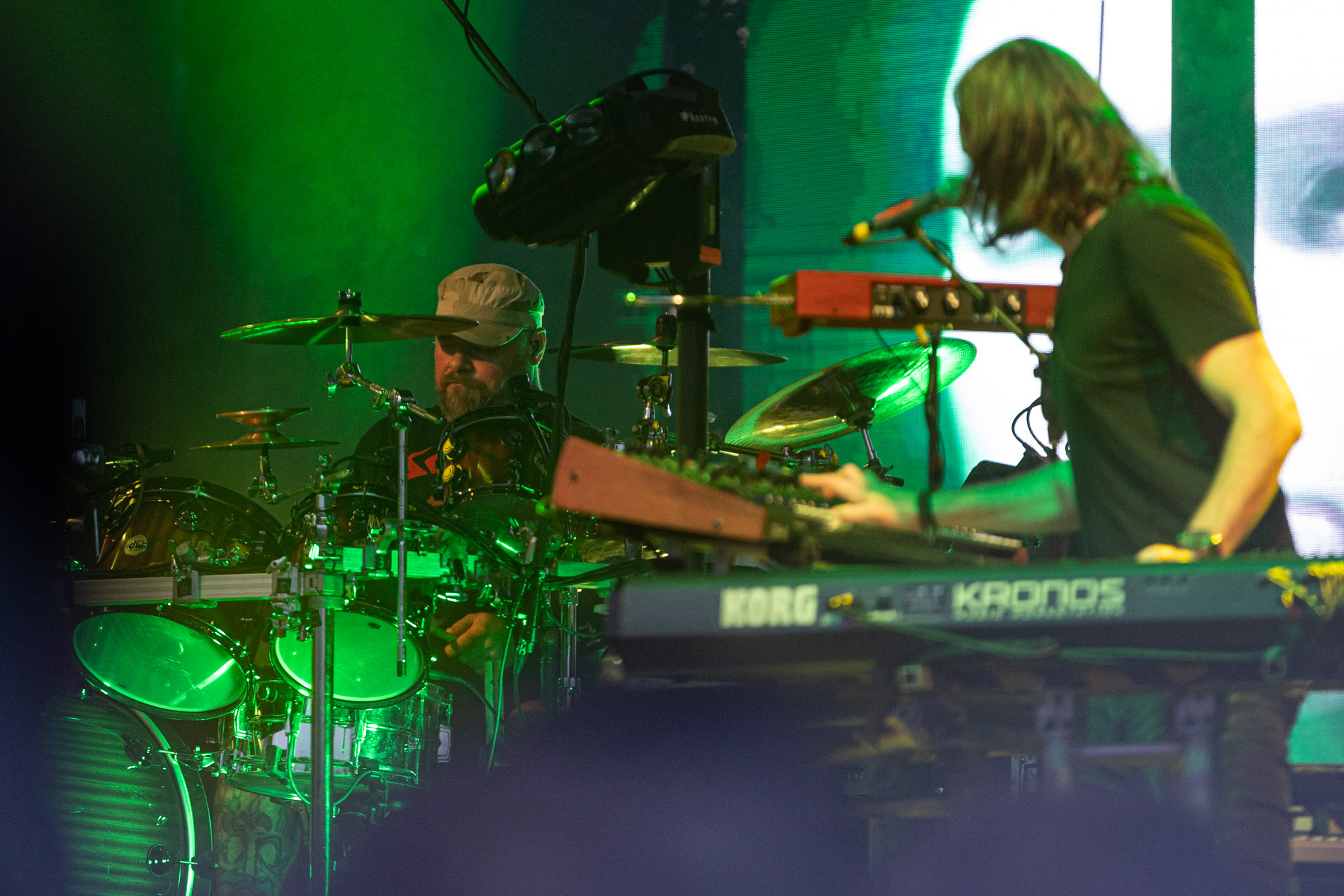 21.08.2021 koncert Riverside 20 lecie w Warszawie,Letnia scena Progresji, Gramy do Woli.n/z Mariusz Duda – bass, wokal,n/z Piotr Kozieradzki – perkusja,n/z Michal Lapaj – instrumenty klawiszowe, wokal,n/z Maciej Meller - gitara,Fot. Andrzej Wasilkiewicz/Reporter