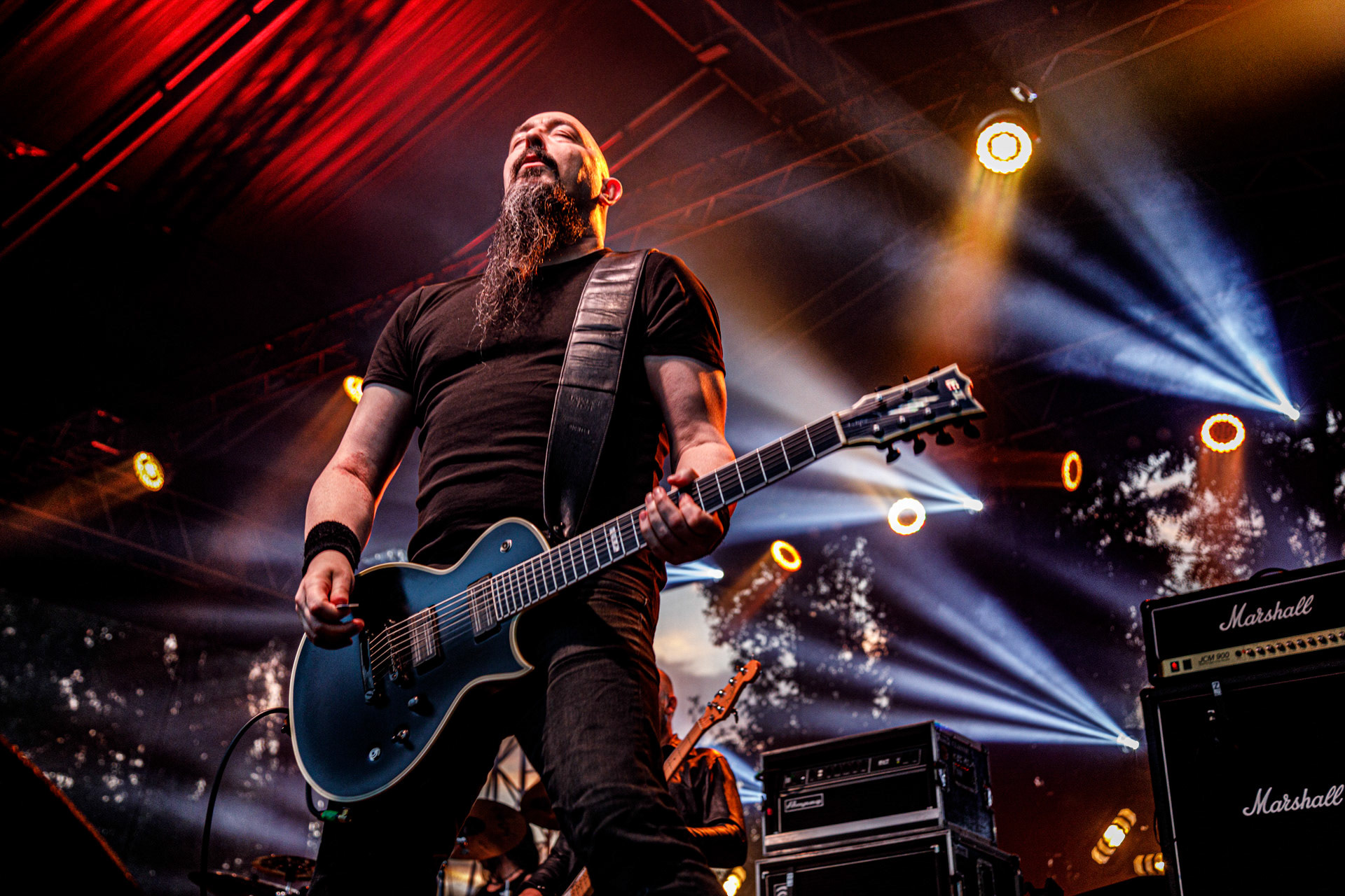 22.07.2022 Paradise Lost - warszawski koncert na letniej scenie klubu Progresja.Knock Out Production, Nuclear Blast, n/z Nick Holmes – wokal,n/z Gregor Mackintosh – gitara prowadząca,n/z Aaron Aedy – gitara rytmiczna,n/z Steve Edmondson – gitara basowa,n/z Waltteri Vayrynen – perkusja,Produkcja Knock Out Productions,Fot. Andrzej Wasilkiewicz/Reporter