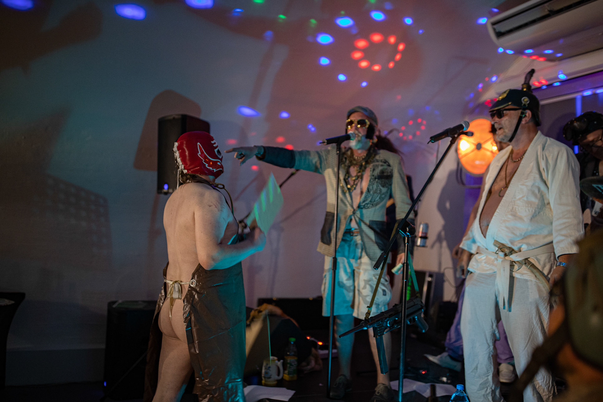 The Novorodkens, koncert w Warszawie, Dj Szneptuch – szczebiot czołowy, bas, chórki, sample, batuta i szpicrutaMagister Hitler – bas, wokaliza, chórki, gitara rytmiczna, najebkaDoktor PajHIVo – bębny, bongosy, gitara solowa, umiejętności wokalne, chórkiProfesor Gówniarz – lewizna wokalna, zwięzła i chóralna, wyprowadzanie ciosówProdziekan Pinglarz – uprawomocniony głos ścisły tudzież kantor, cytaty z brewiarzaInżynier Królewicz – gitara rytmiczna, solowa, przypowieści, świergoty i treleDocent Niedziwara – melodyka, chórki, kwilenia i jęki, odczynianie uroków, gusłaMrówka - perkusja,Hacrmistrz Gruczoł – walka z upośledzeniem, choreografia i obsługa gastronomiczna