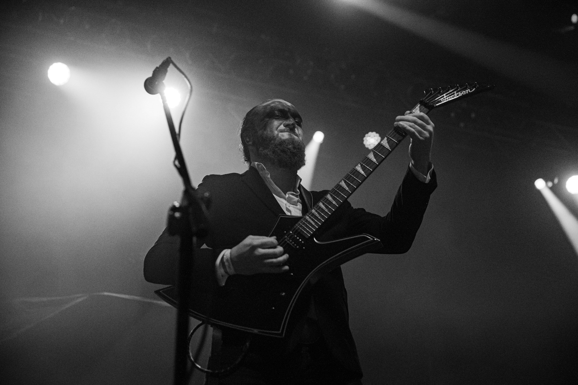 18.12.2021 Masturbator - Antysylwester Antyradia, 18 lat klubu Progresja,n/z Vithor/ growl-git, n/z Raefoth/bas, n/z Czaha/beki, n/z Mayhem/git,metal, blackmetal, thrashmetal, satanic old skull metal, fot. Andrzej Wasilkiewicz/Reporter